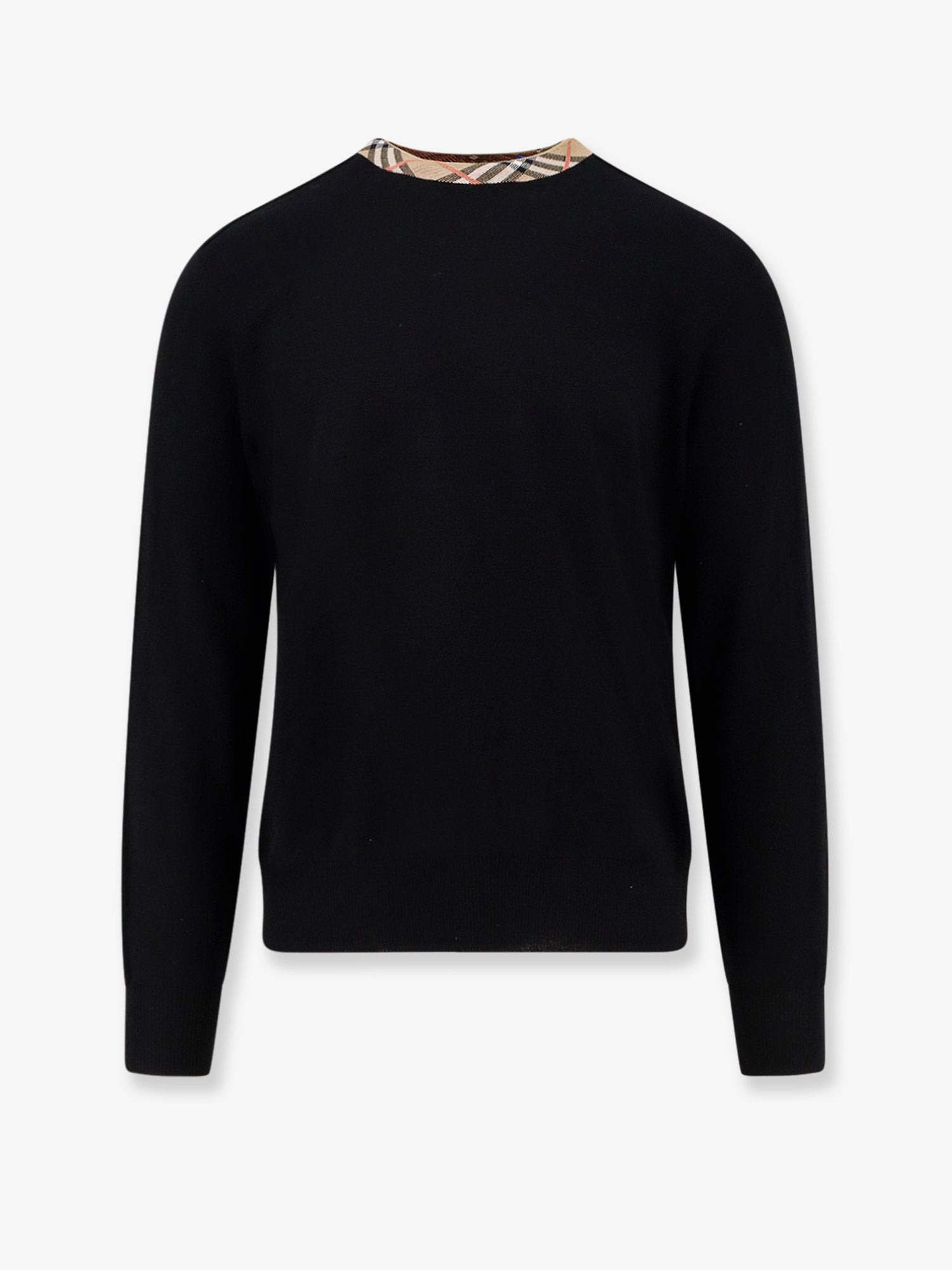 Burberry Wool Sweater With Check Profiles - 1