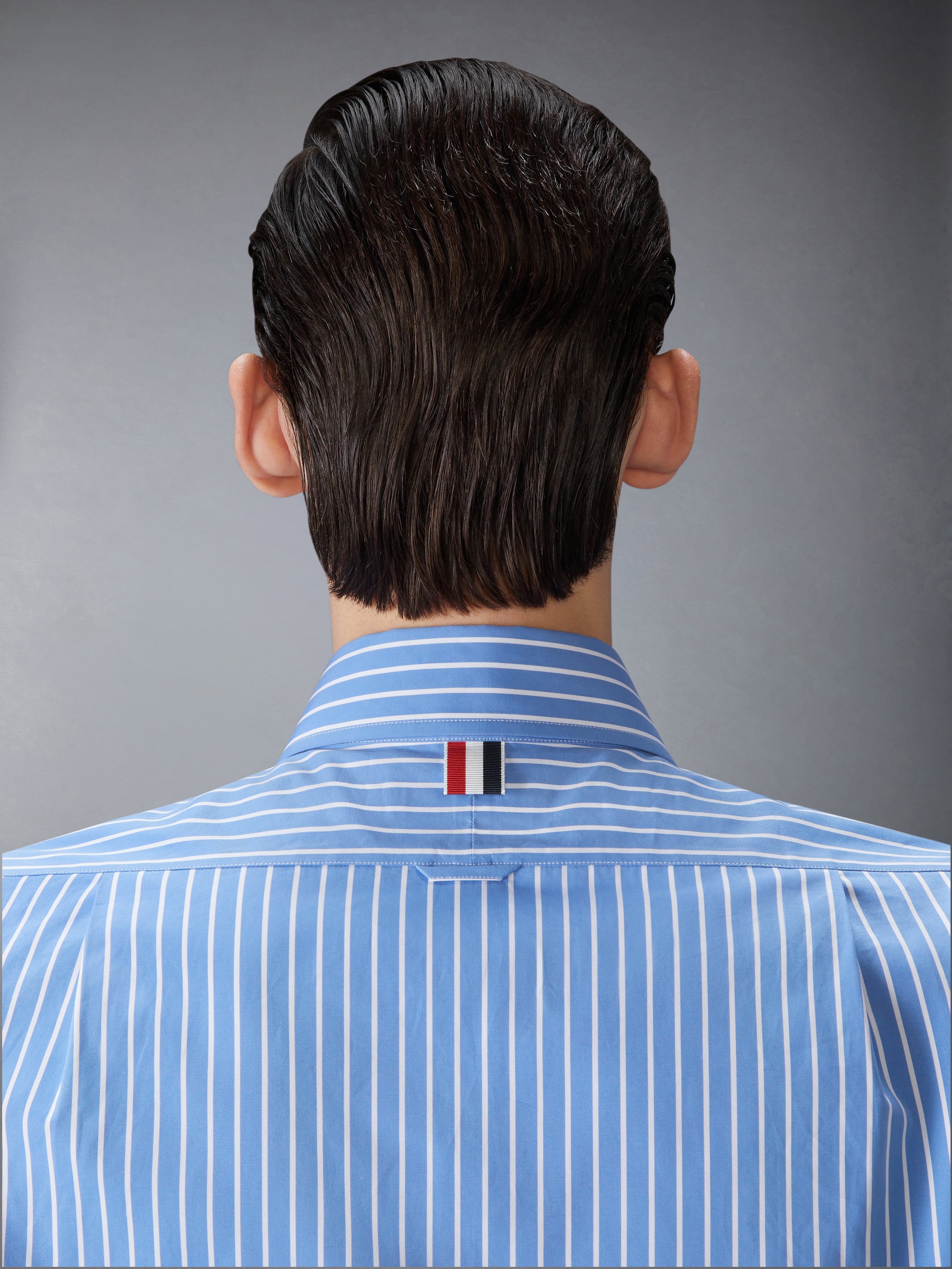 FUNMIX ARMBAND PINSTRIPE POPLIN SHORT SLEEVE SHIRT - 7