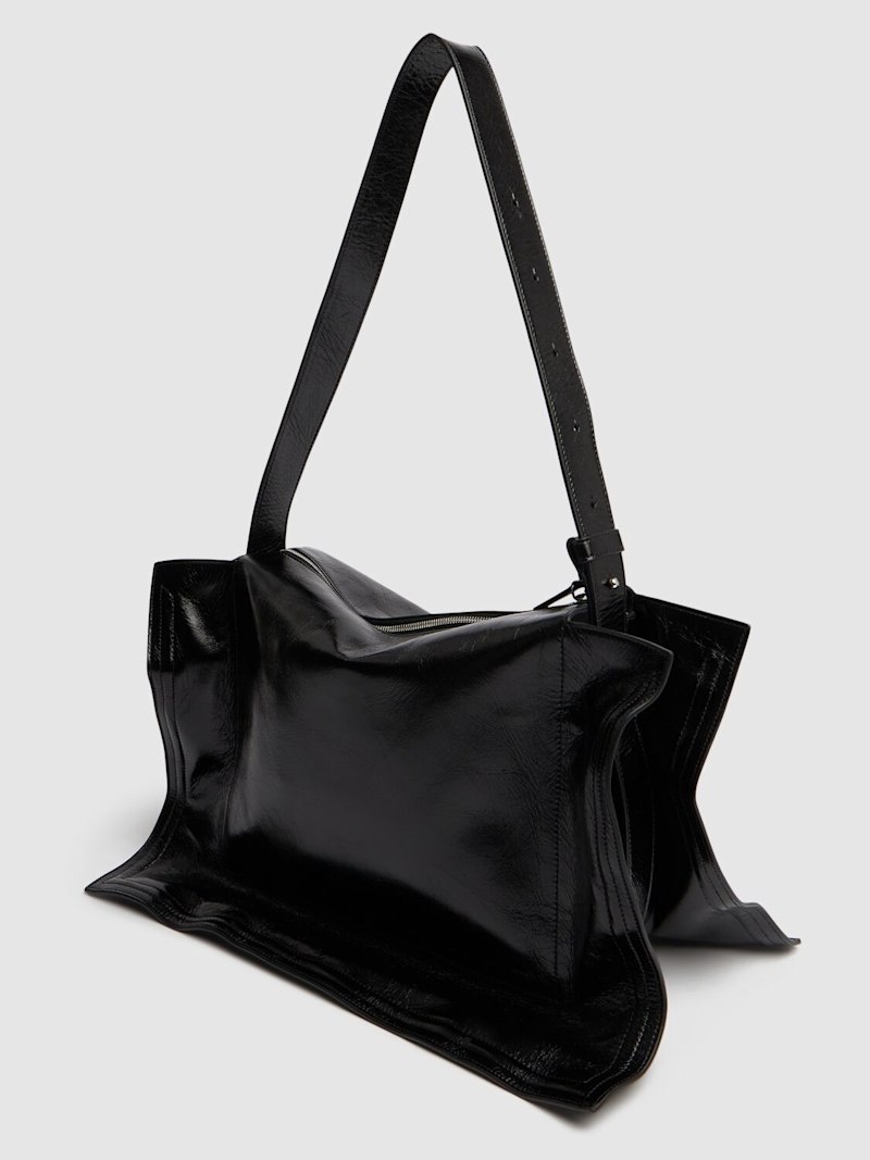 Wire Cabas leather shoulder bag - 6