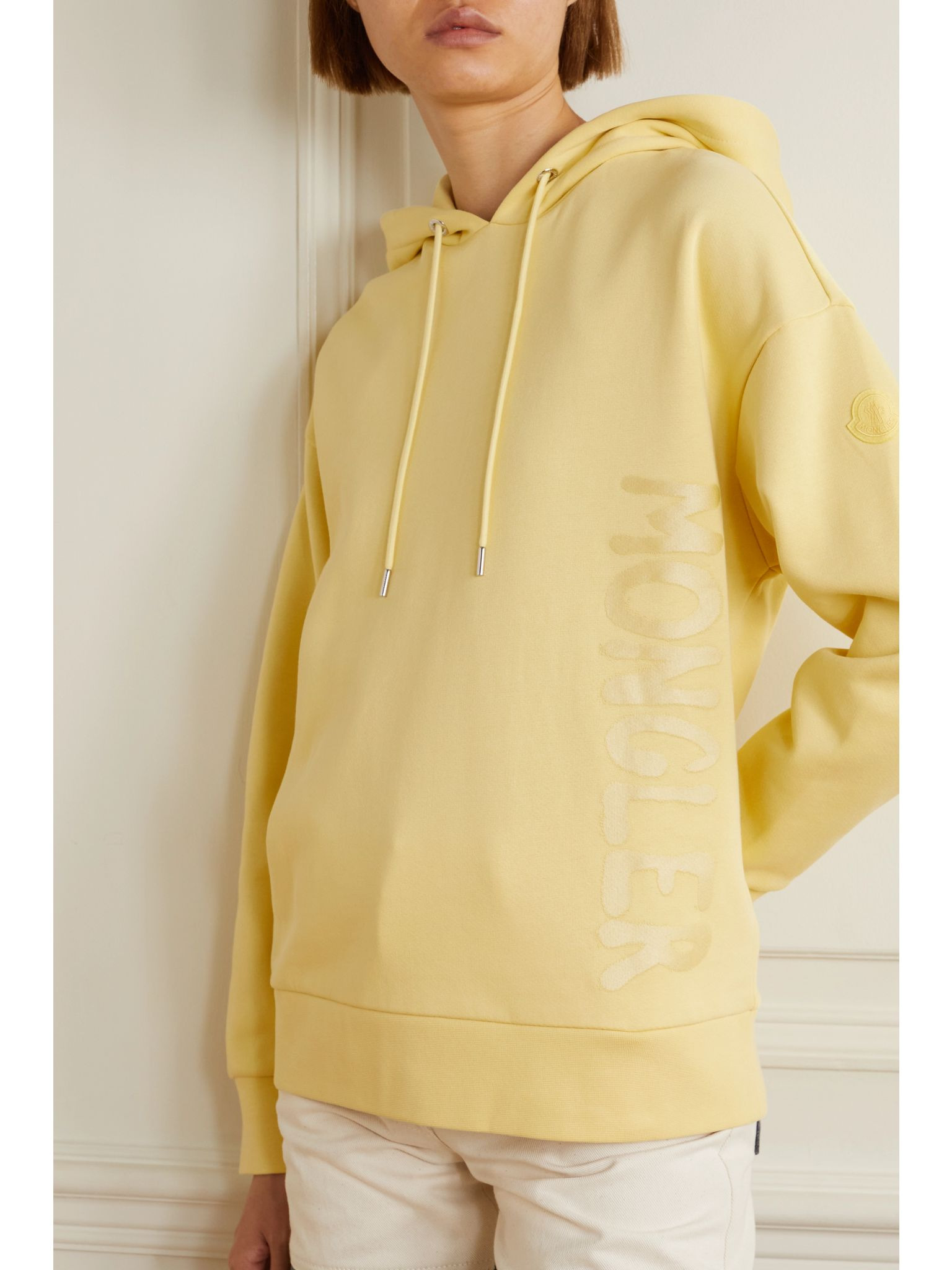Printed cotton-blend jersey hoodie Yellow - 3
