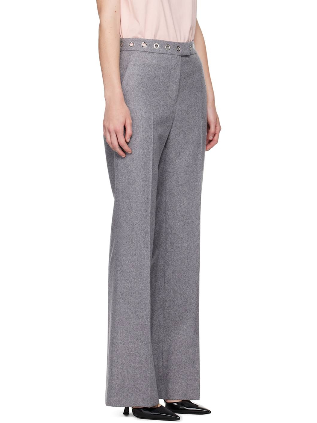 Gray Eyelet Trousers - 2