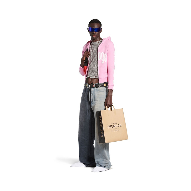 BALENCIAGA Women's Nologo Zip-up Hoodie Small Fit in Light Pink/white outlook