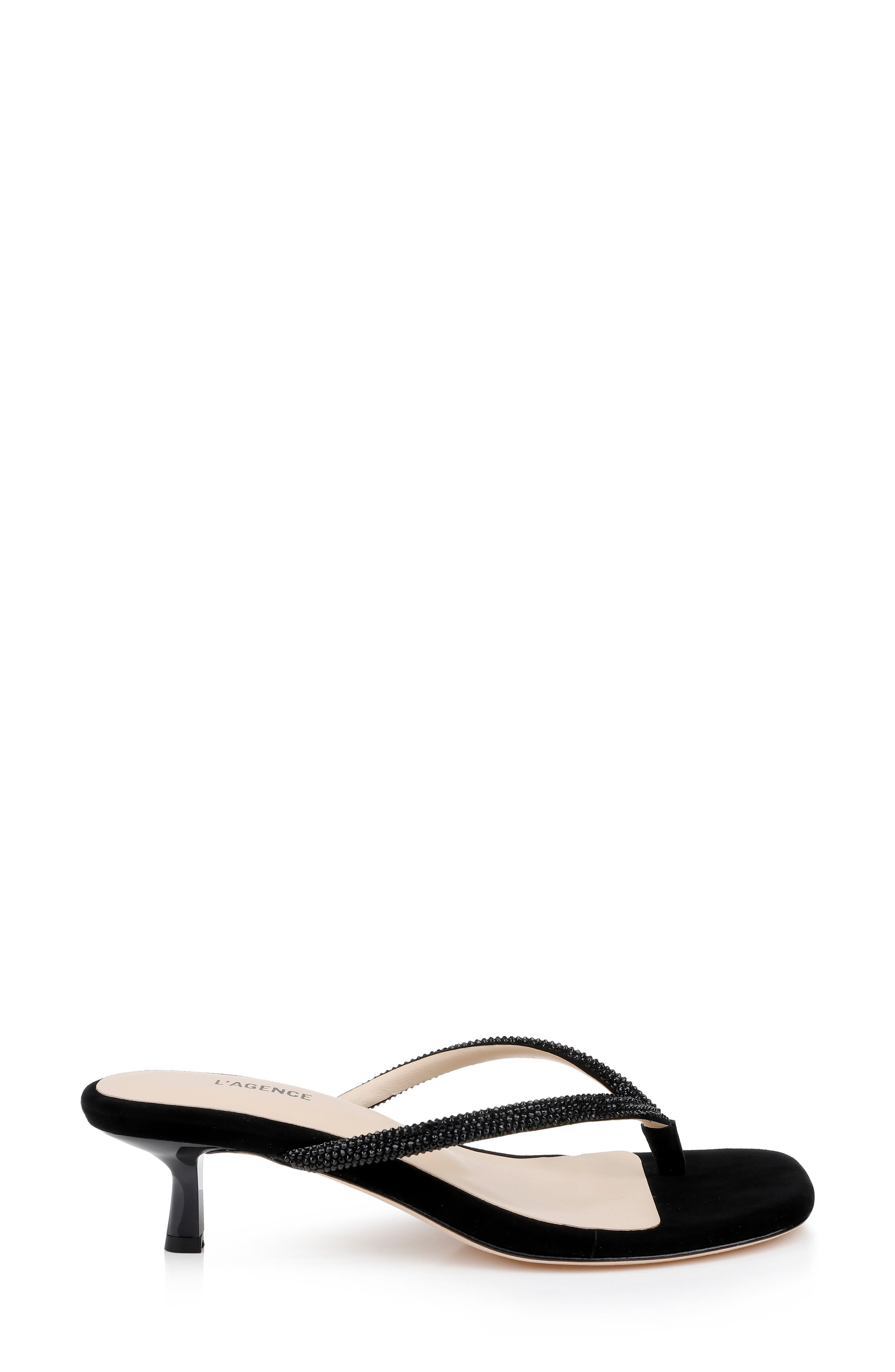 L'AGENCE Hortense Kitten Heel Sandal in Black Suede at Nordstrom - 3