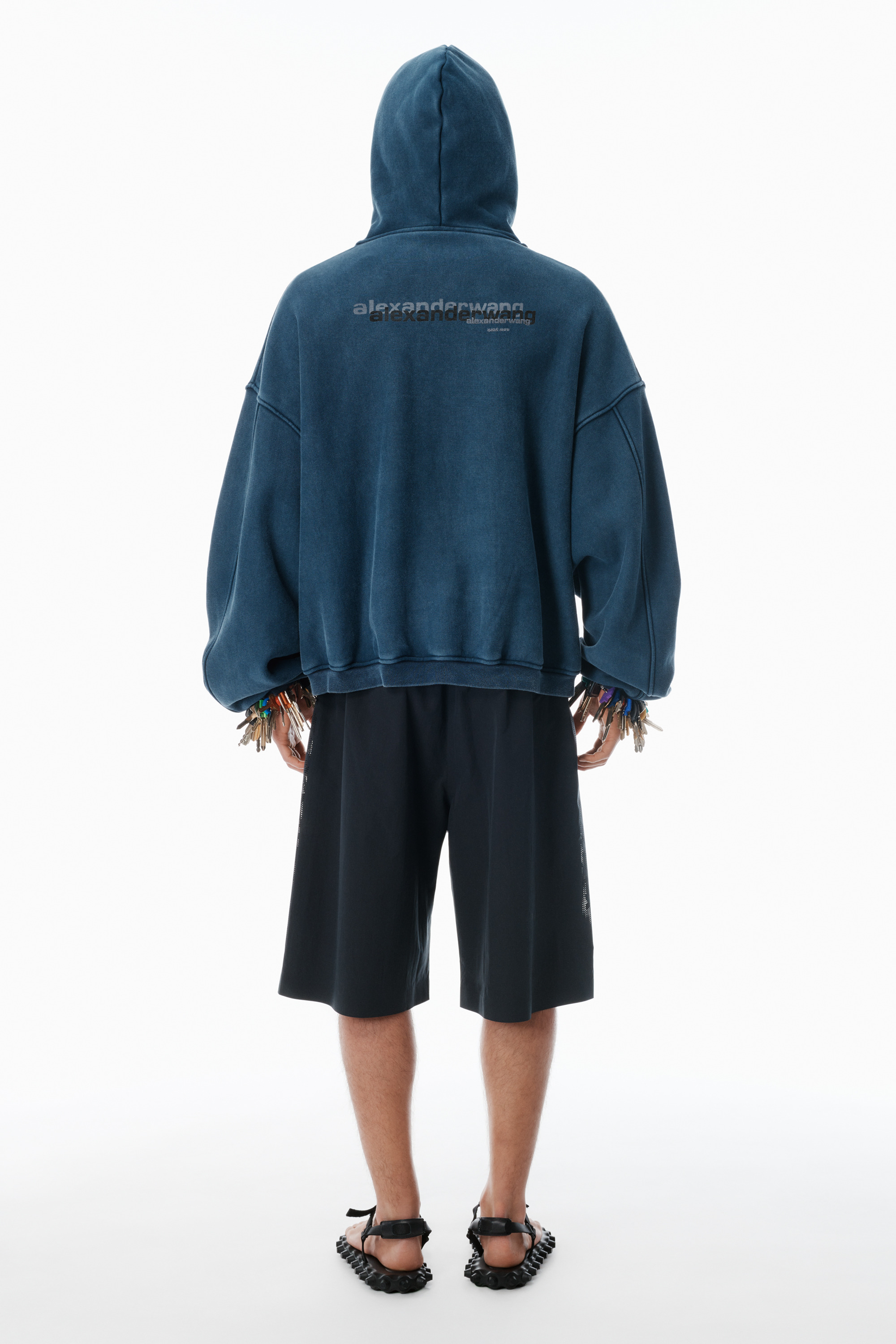 Navy Cotton Logo Zip-Up Hoodie - 4