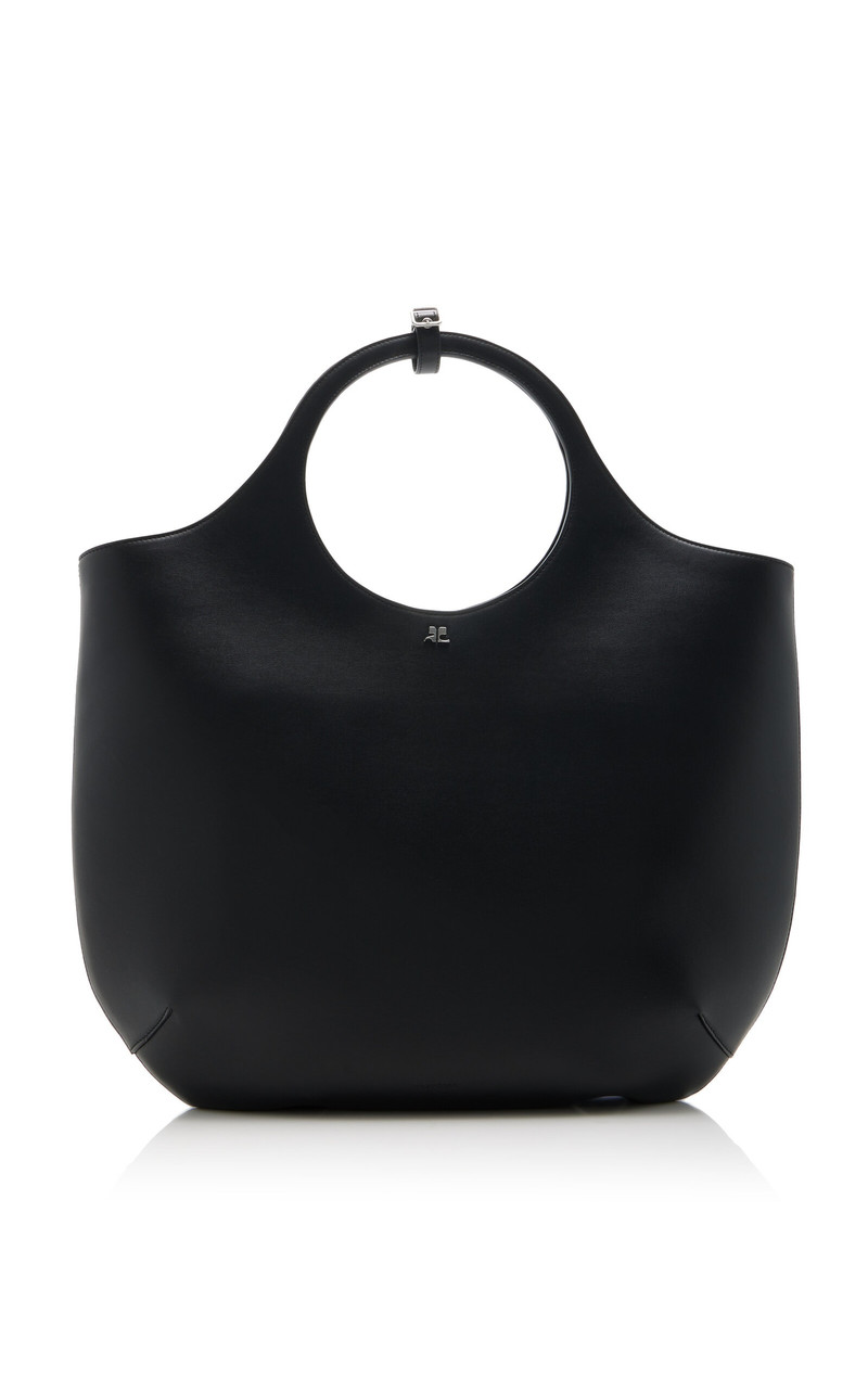 Large Holy Leather Tote Bag black - 1