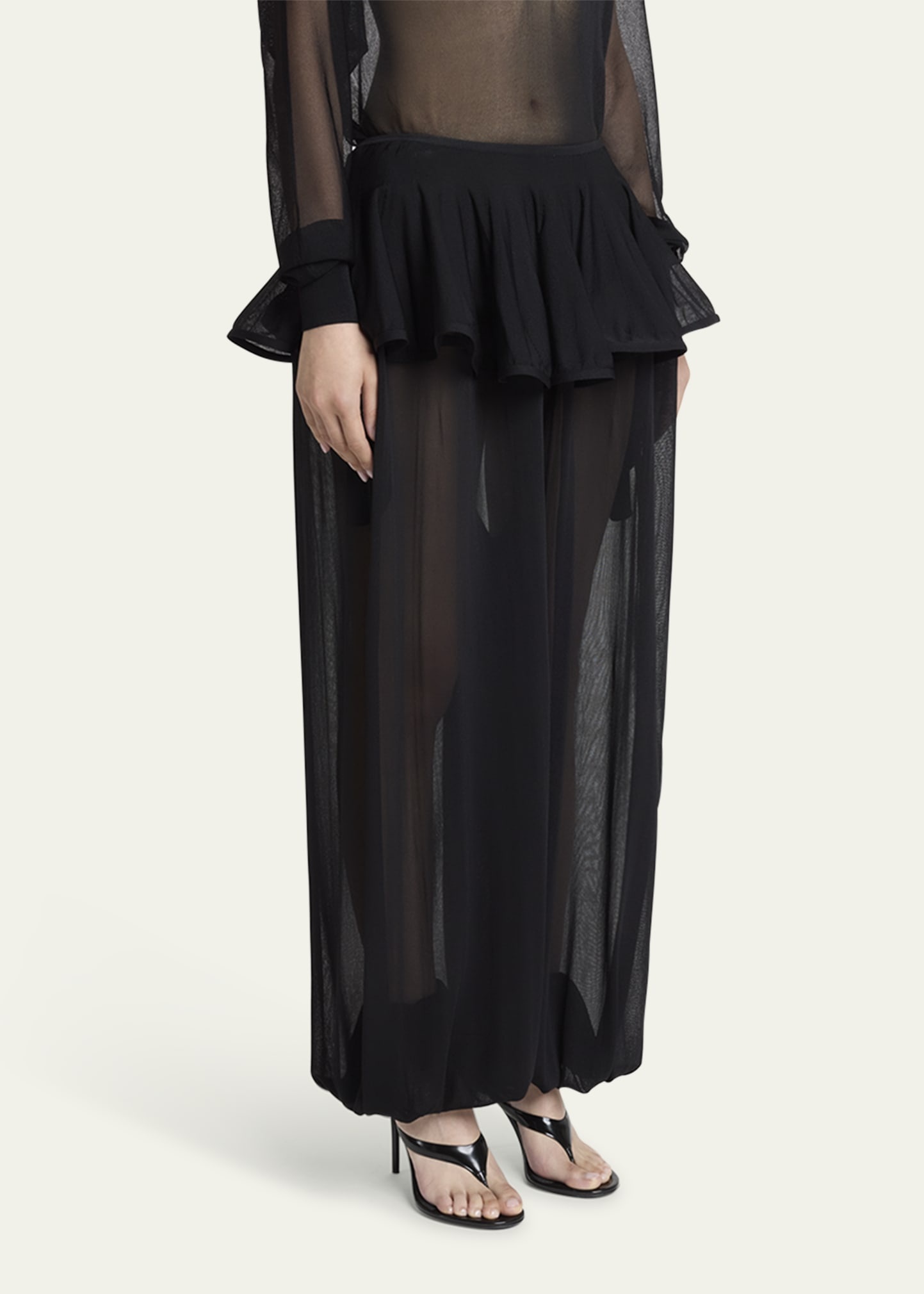 Sheer Peplum Pants - 4