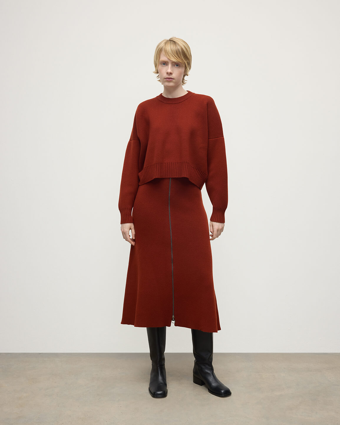 Cropped Milano Red Cashmere Jumper - 2