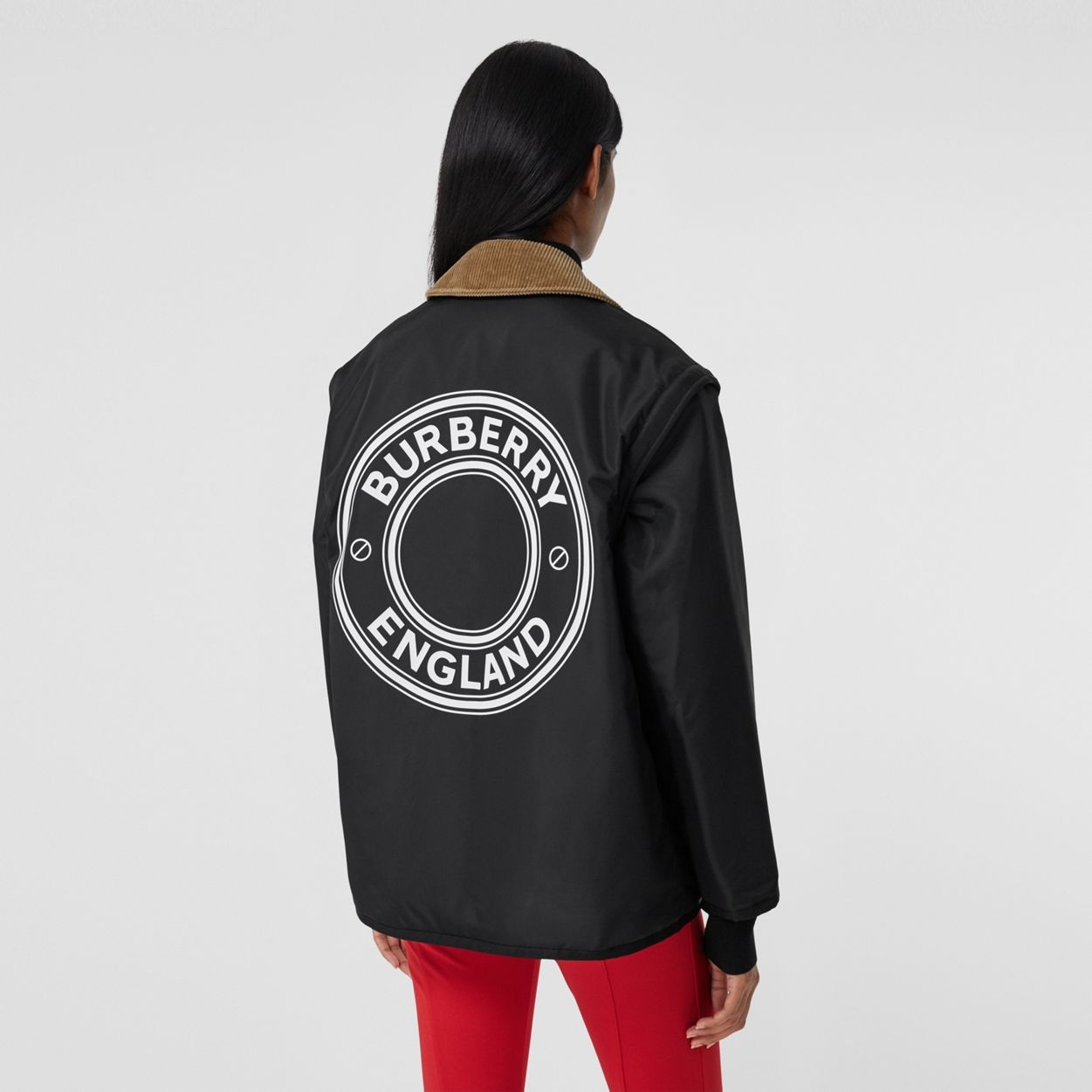 Detachable Sleeve Reversible Logo Graphic Jacket - 4