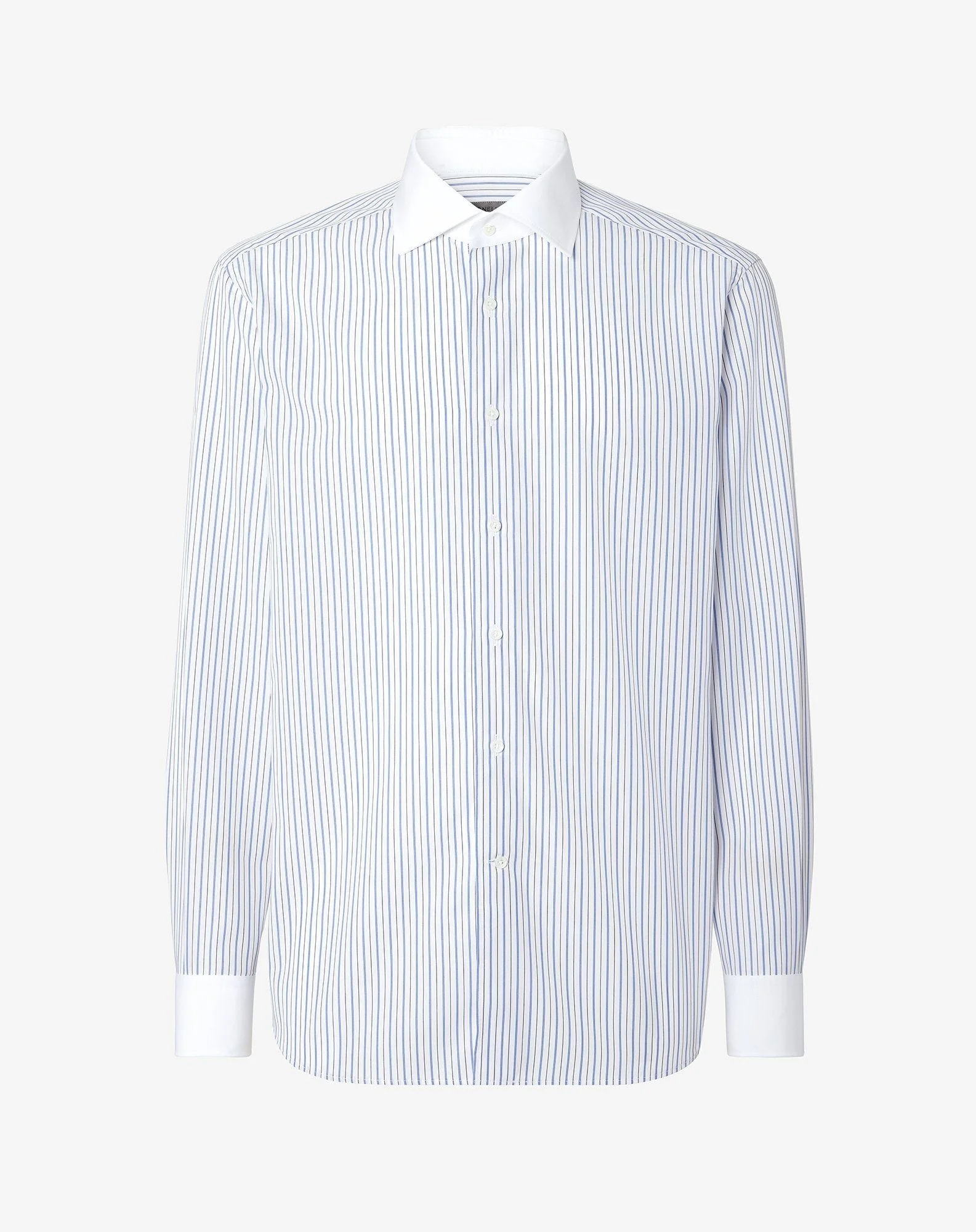 White cotton shirt with Blue/light Blue striped pattern - 1