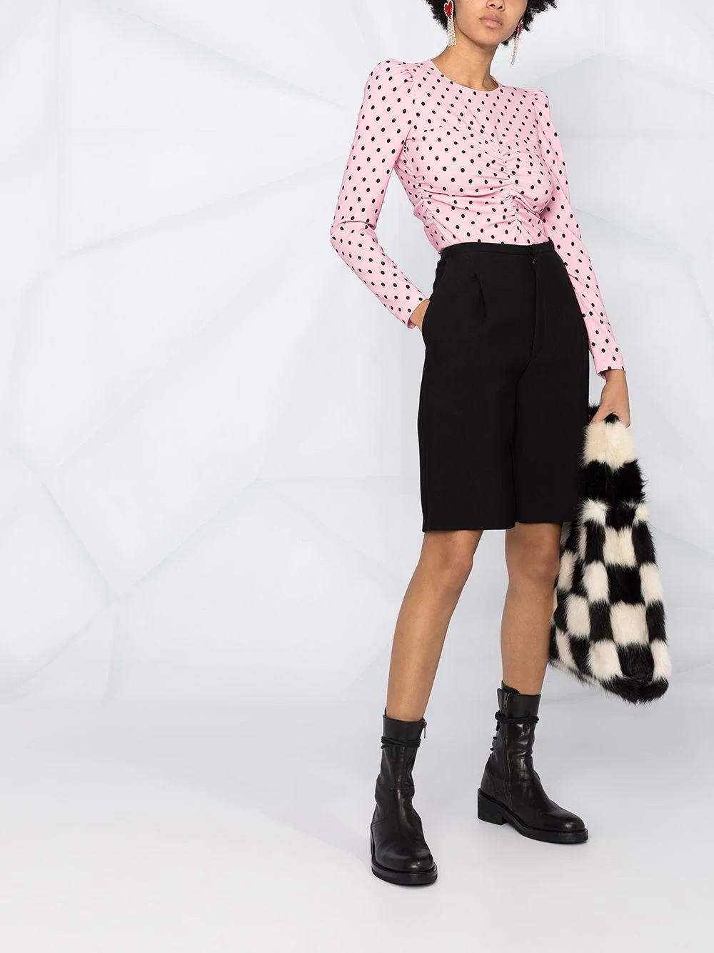 ruched polka-dot print top - 2