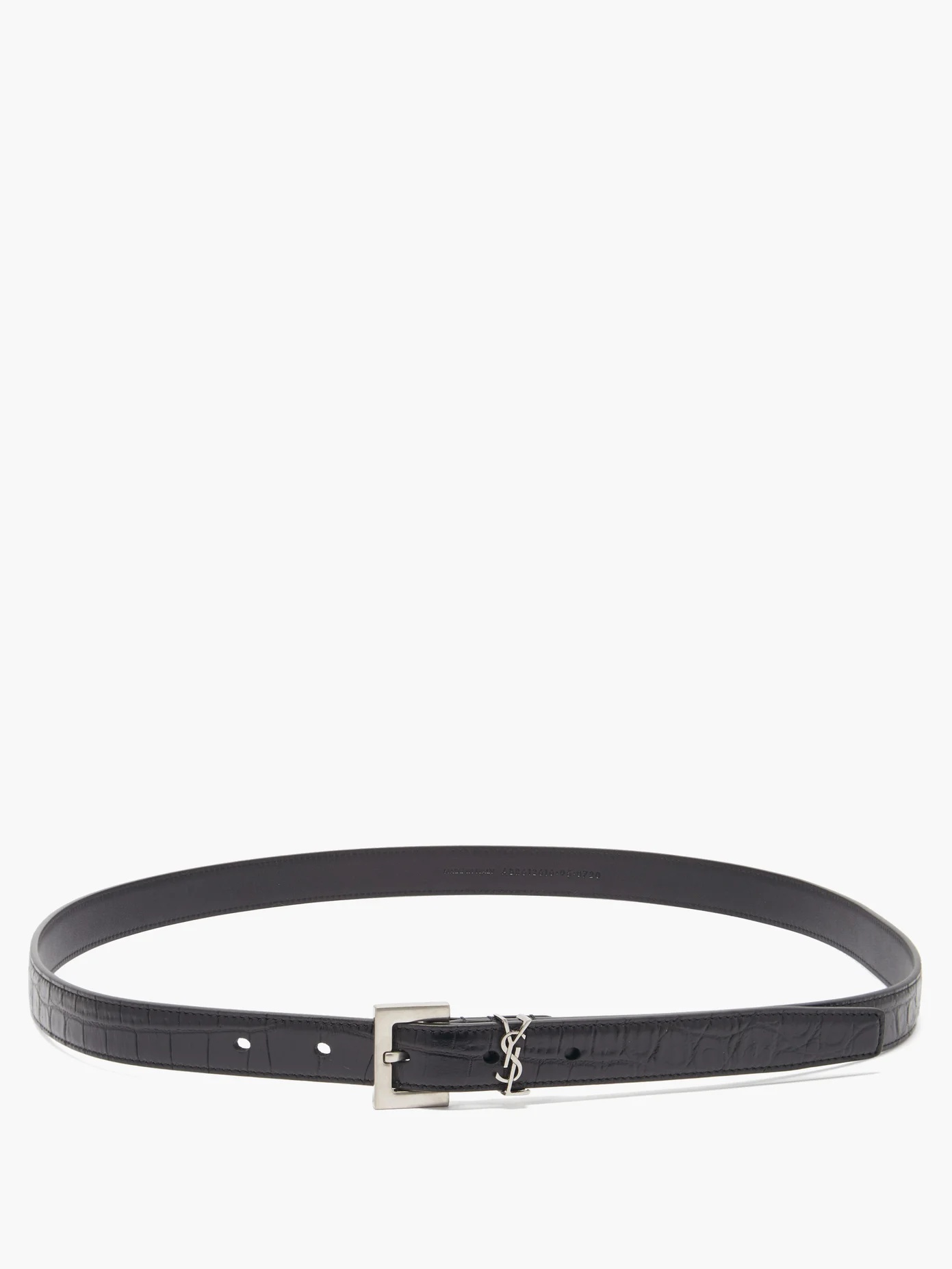 YSL-monogram crocodile-effect leather belt - 5