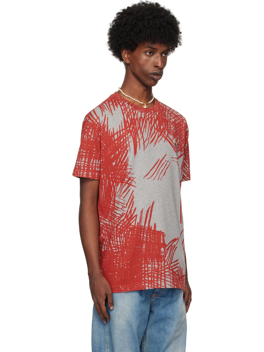 Gray & Red Scratch Classic T-shirt - 2