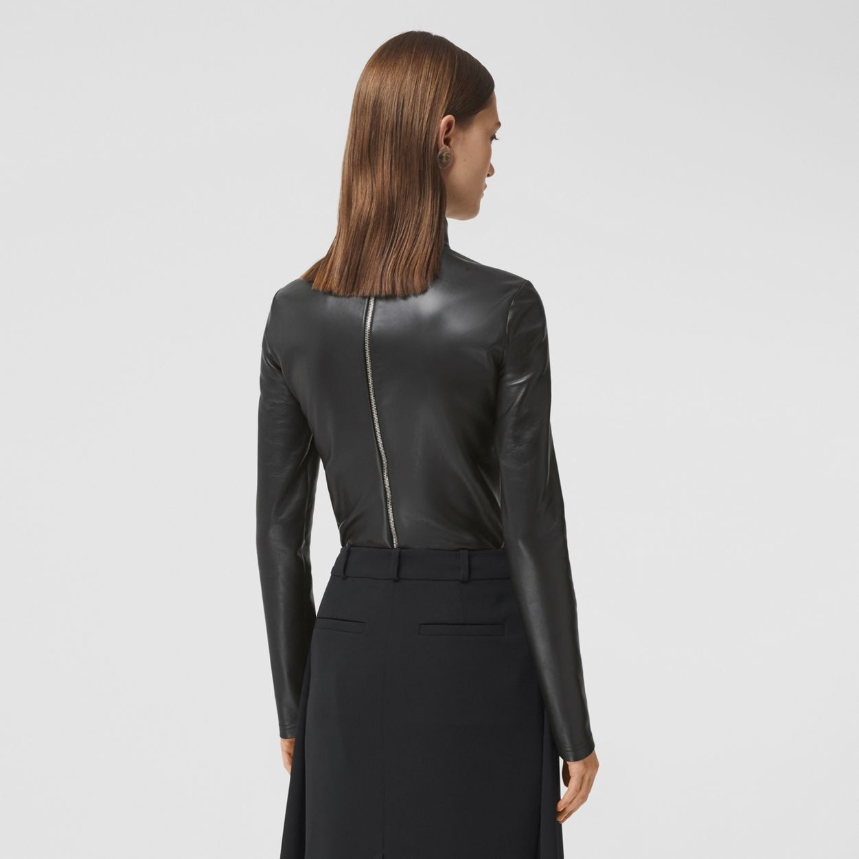 Stretch Lambskin Turtleneck Top - 4