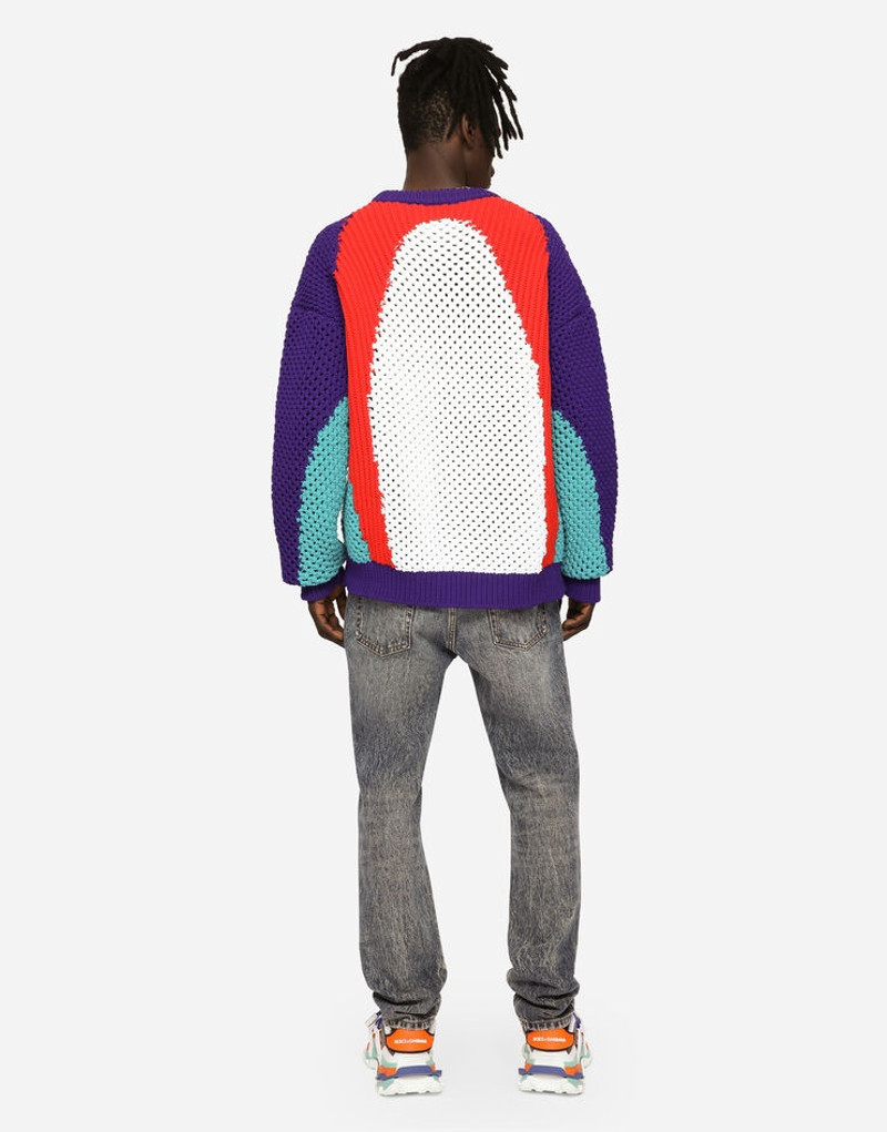 Round-neck technical inlay sweater with DG detailing 5