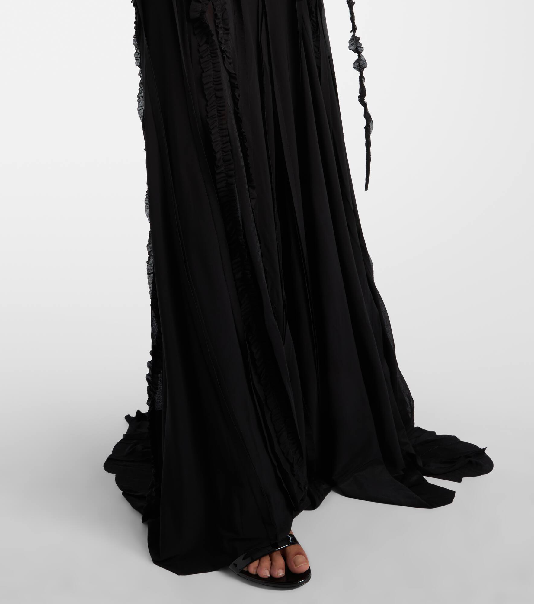 Draped one-shoulder gown - 5