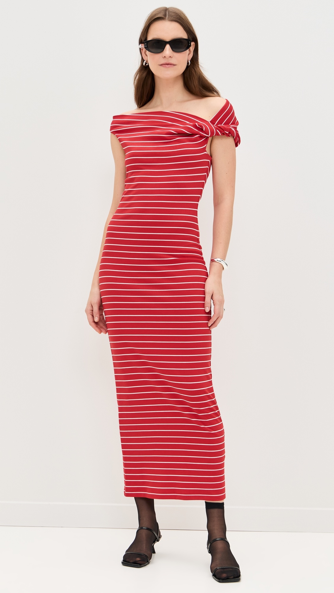 Stripe Asymmetric Maxi Dress - 4