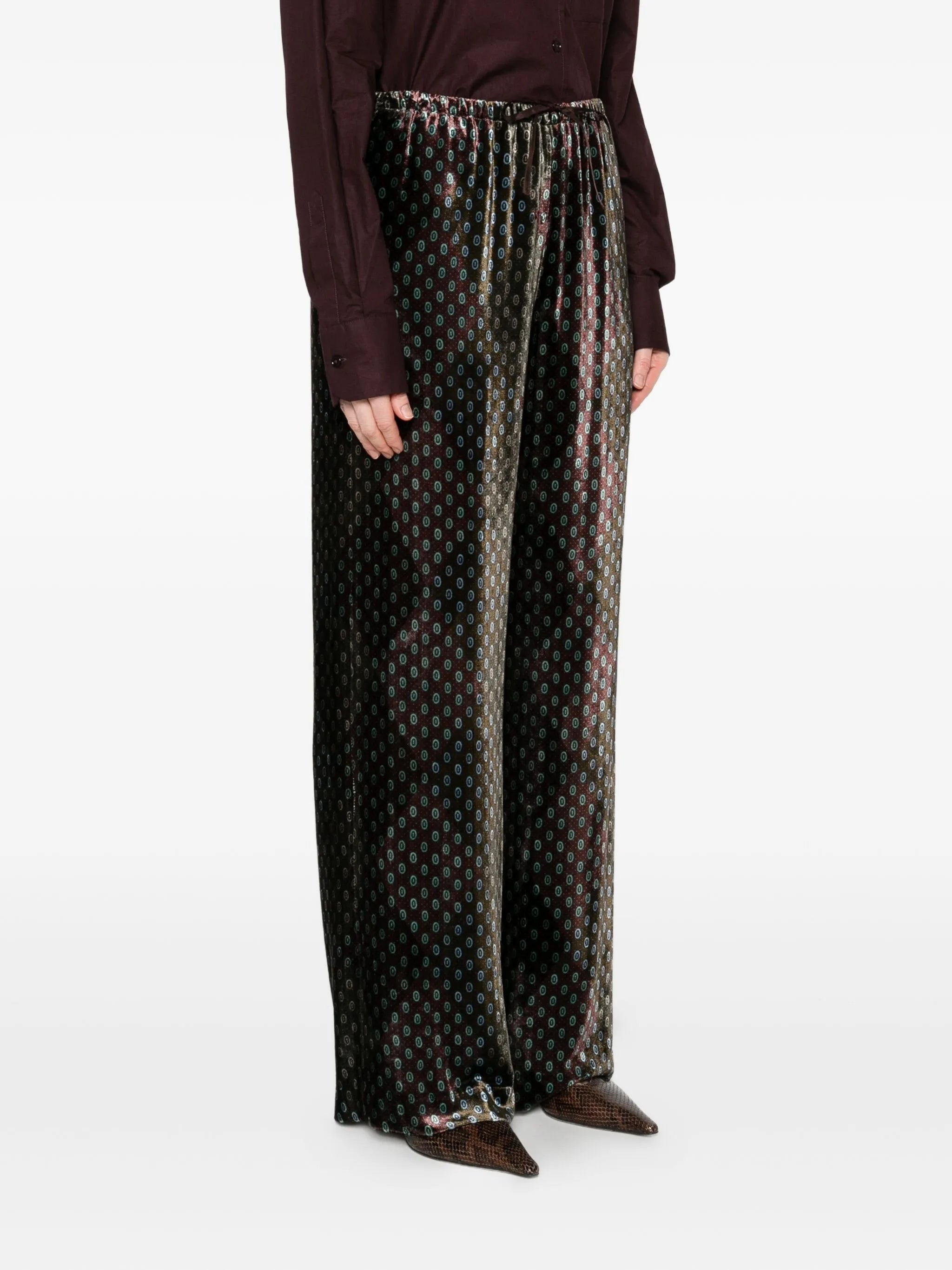 elasticated-waist velvet trousers - 3