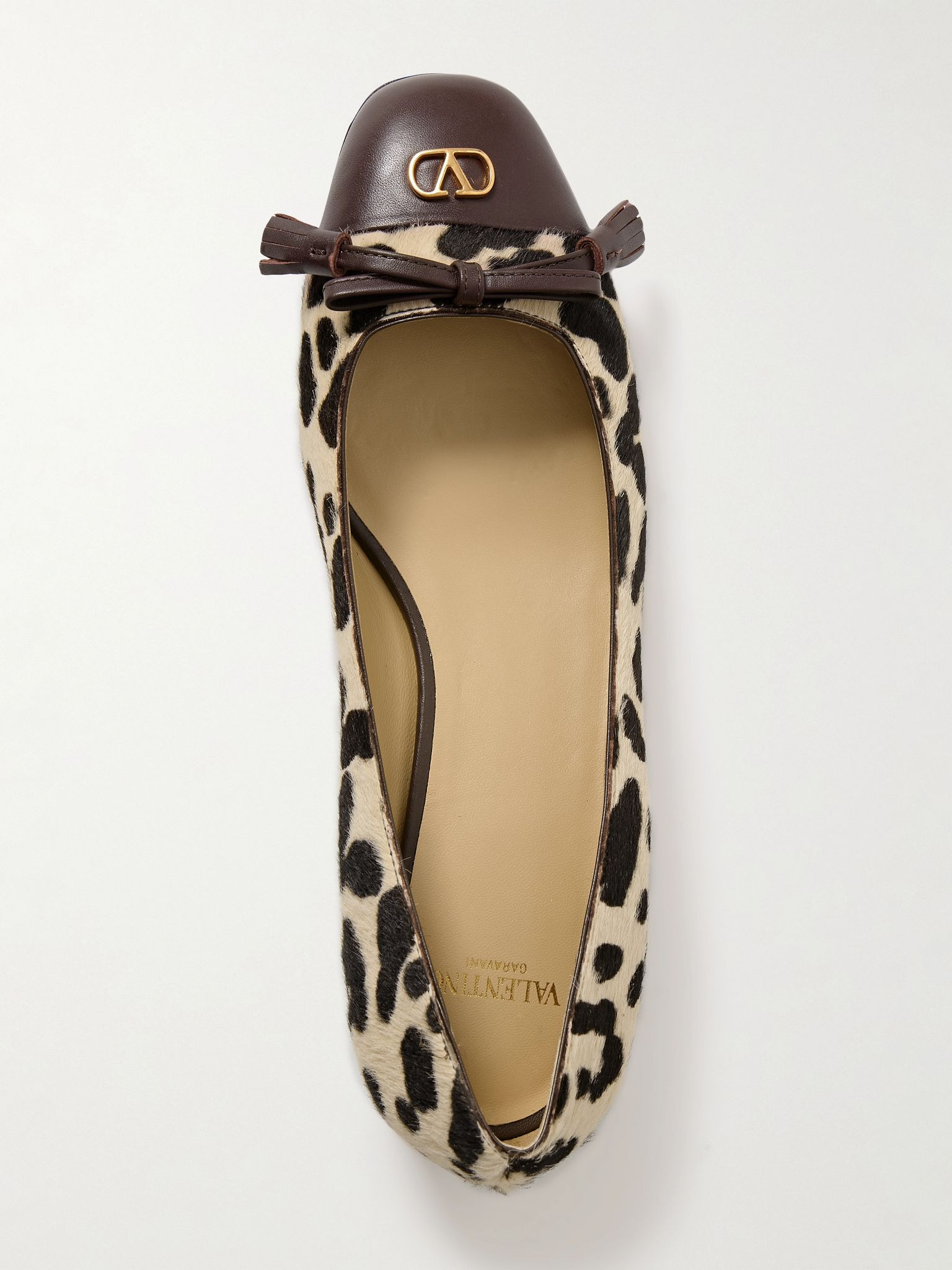 Ballerina leather-trimmed leopard-print calf hair flats Leopard print - 5