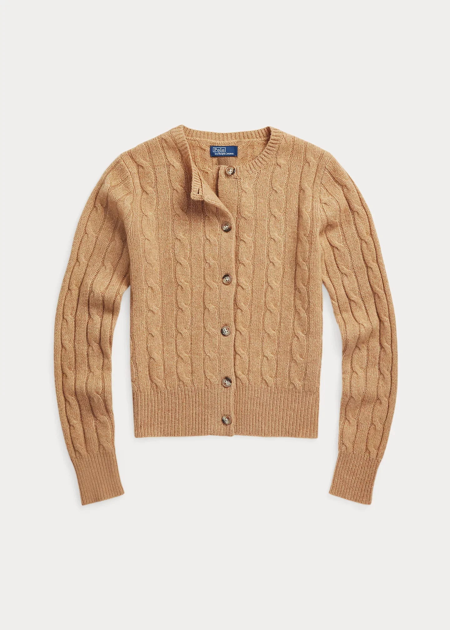 Cable-Knit Cashmere Crewneck Cardigan - 1