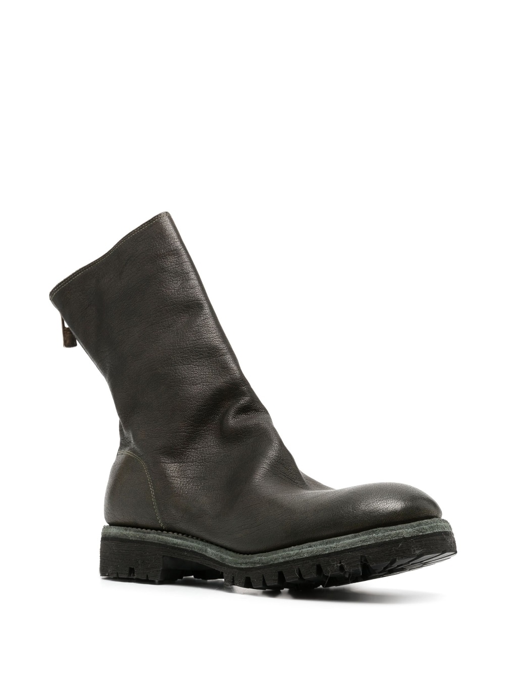 round-toe leather boots - 2