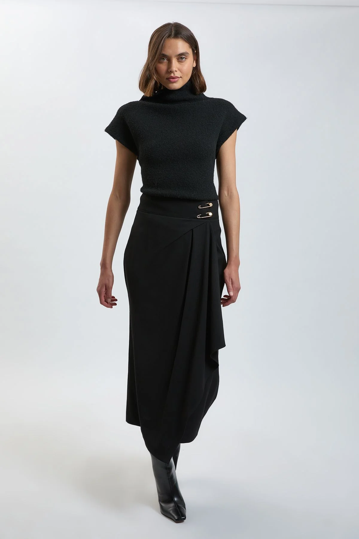 Tailored Wrap Trim Maxi Skirt - 1