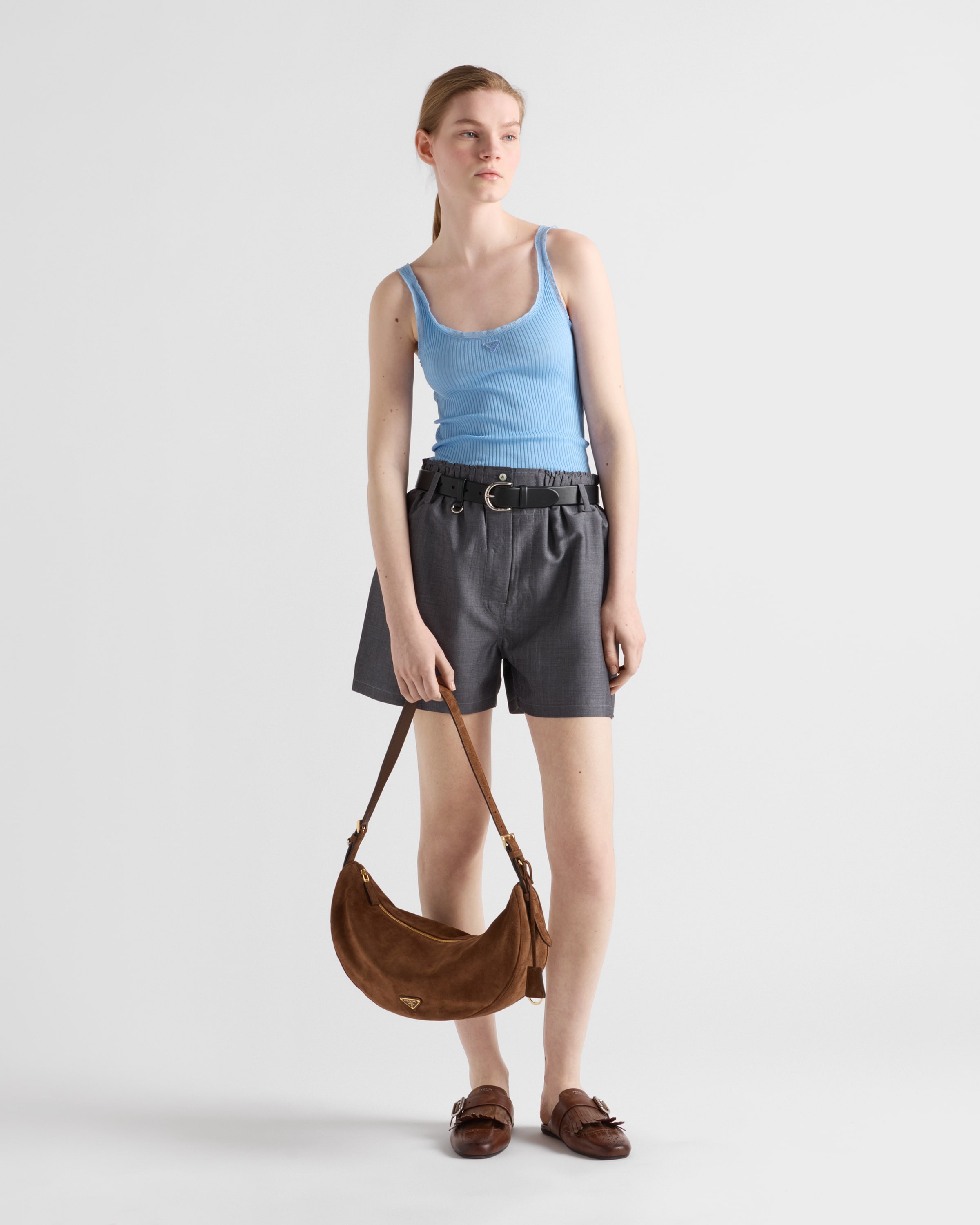 Prada Demi-lune large suede shoulder bag - 7