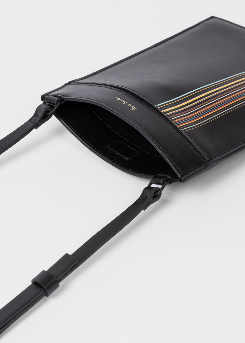 Black Leather 'Signature Stripe Block' Cross-Body Bag 7