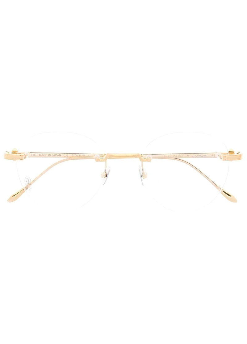 engraved-logo frameless glasses 1