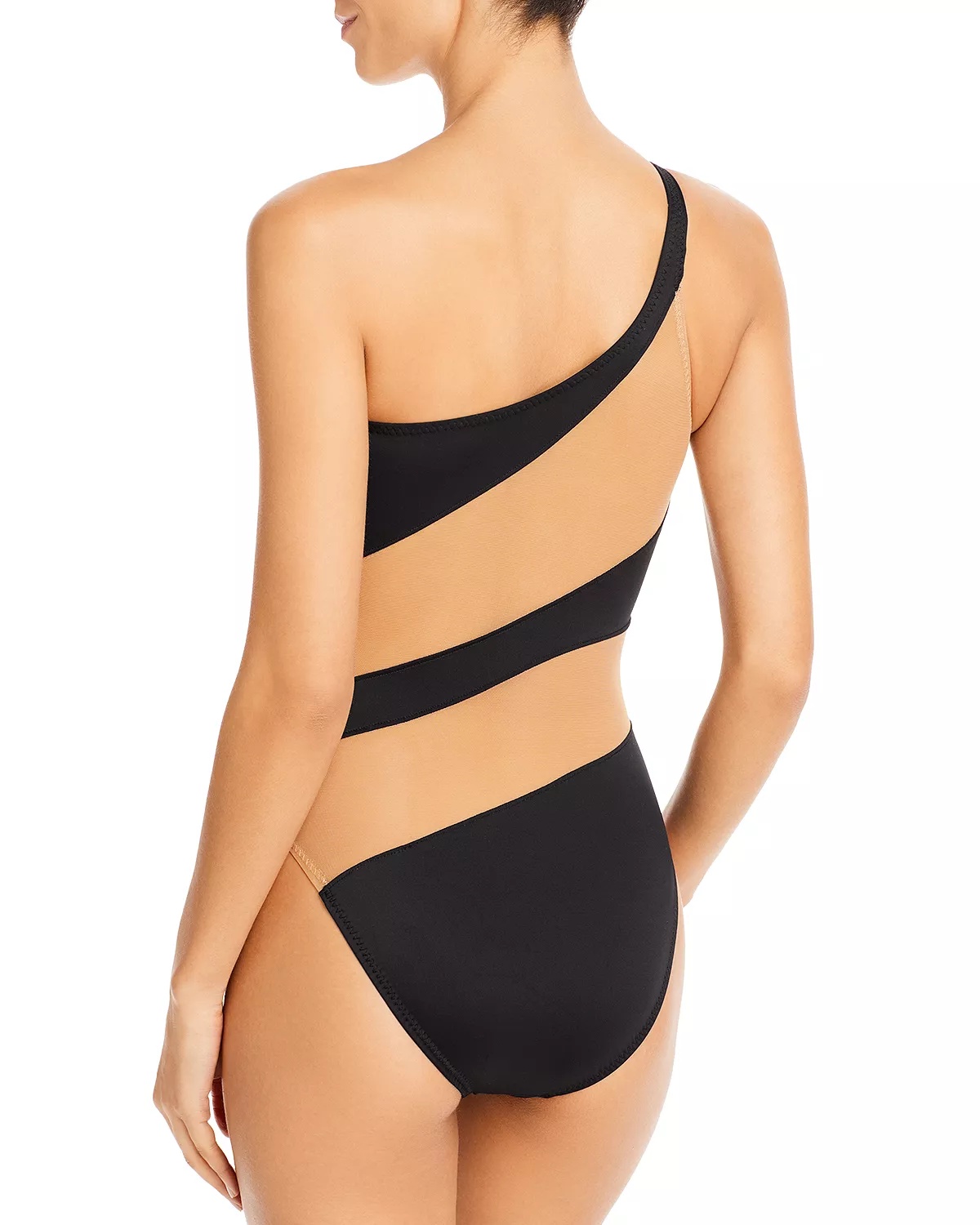 Snake Mesh Stripe One Piece Swimsuit - 2