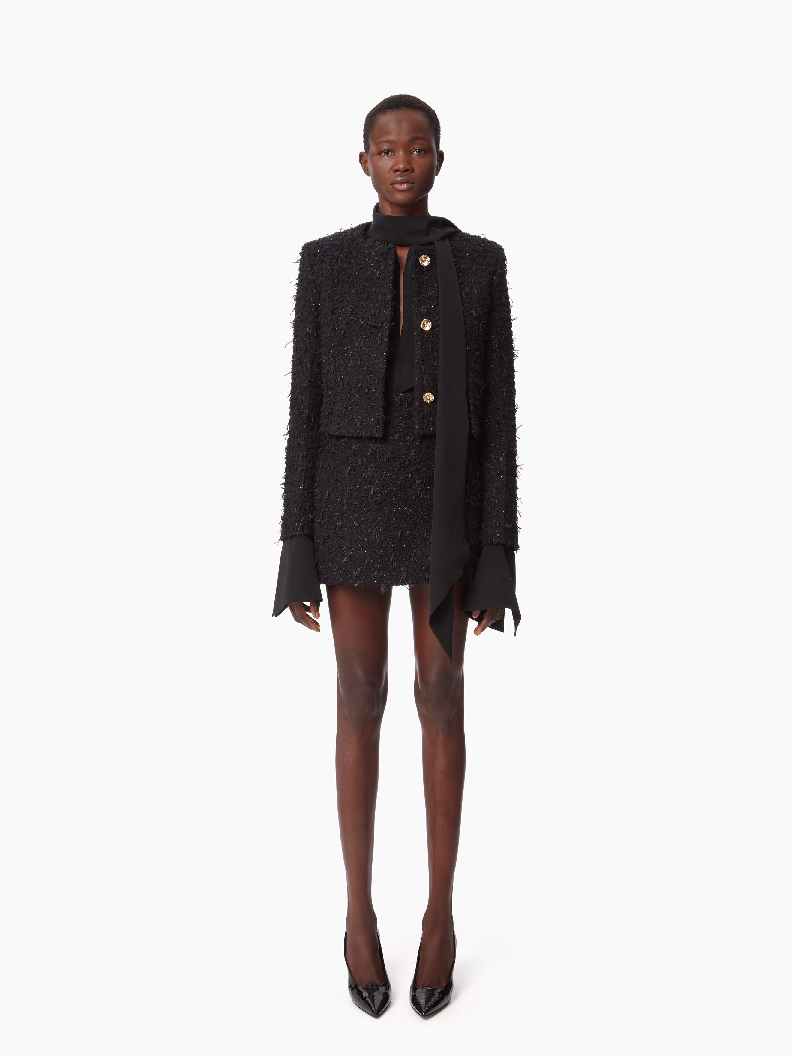 ROUND COLLAR JACKET IN TWEED - 1