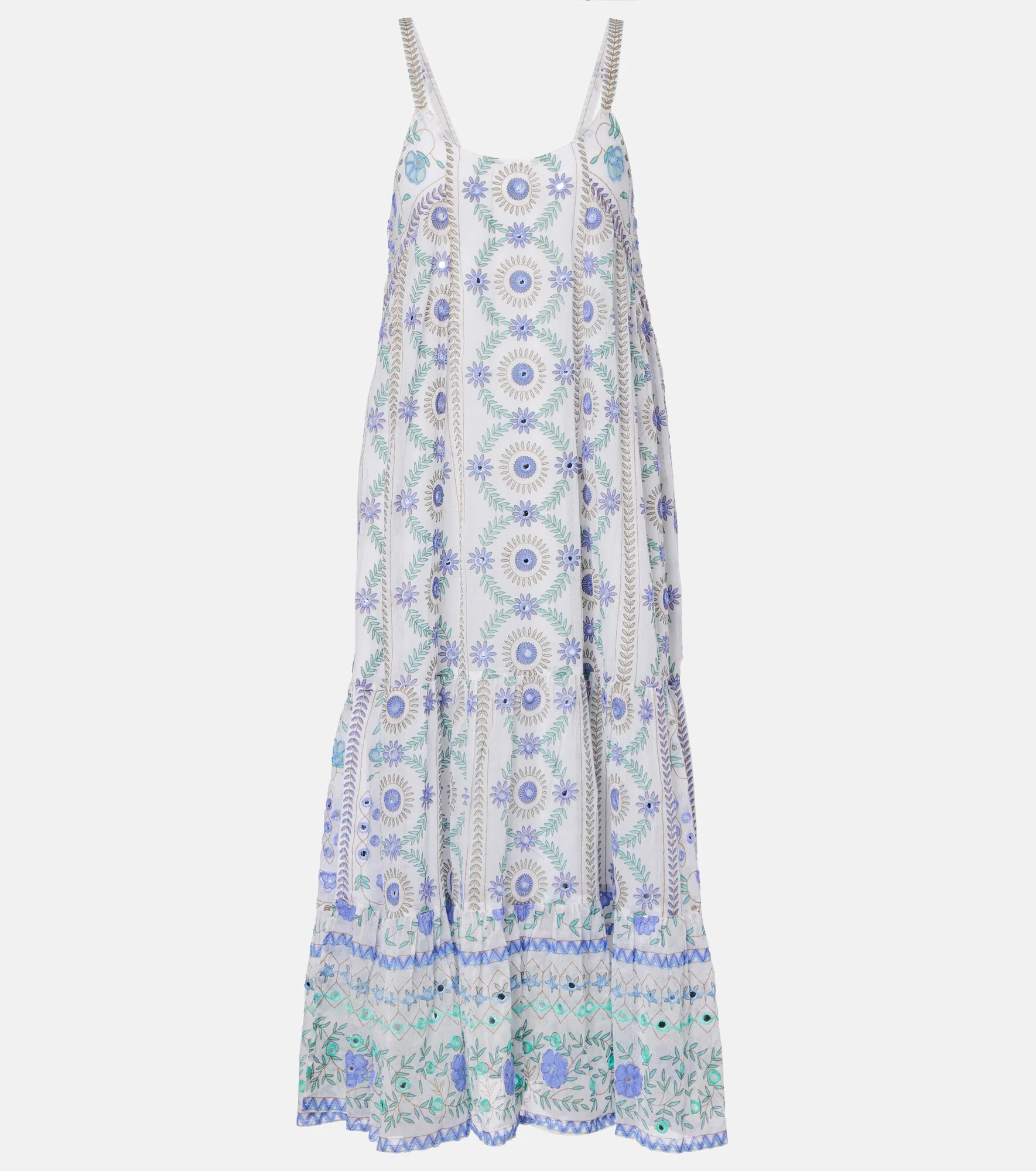 Embellished floral cotton midi dress - 1