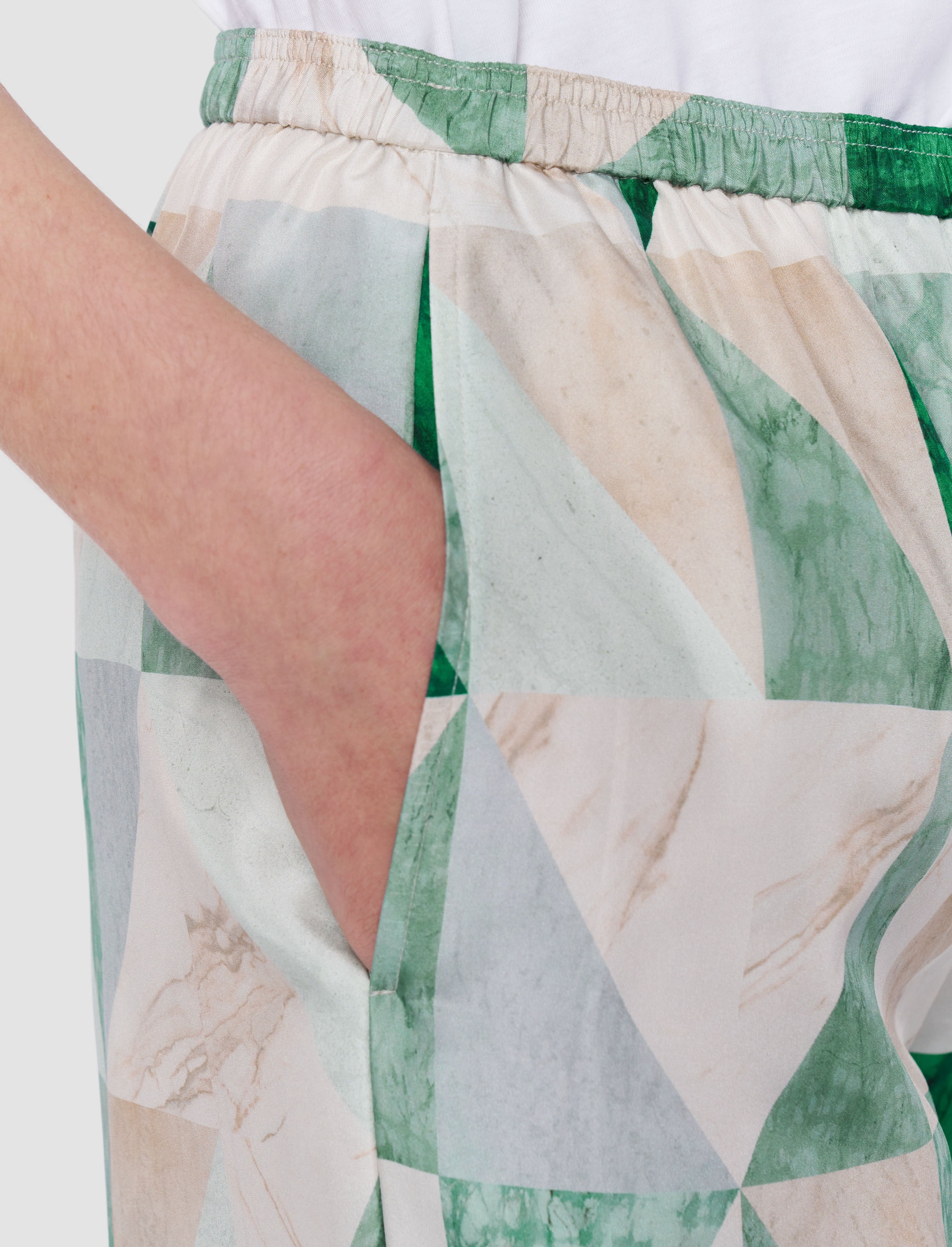 Thoresby Marble Print Silk Trousers - 5