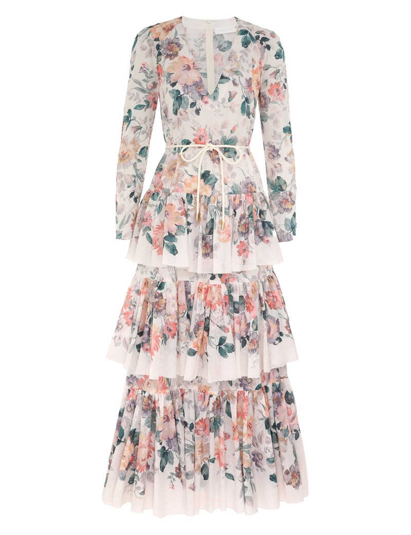 Zimmermann ACACIA TIERED MAXI DRESS - 2450DRS252CMFL | REVERSIBLE