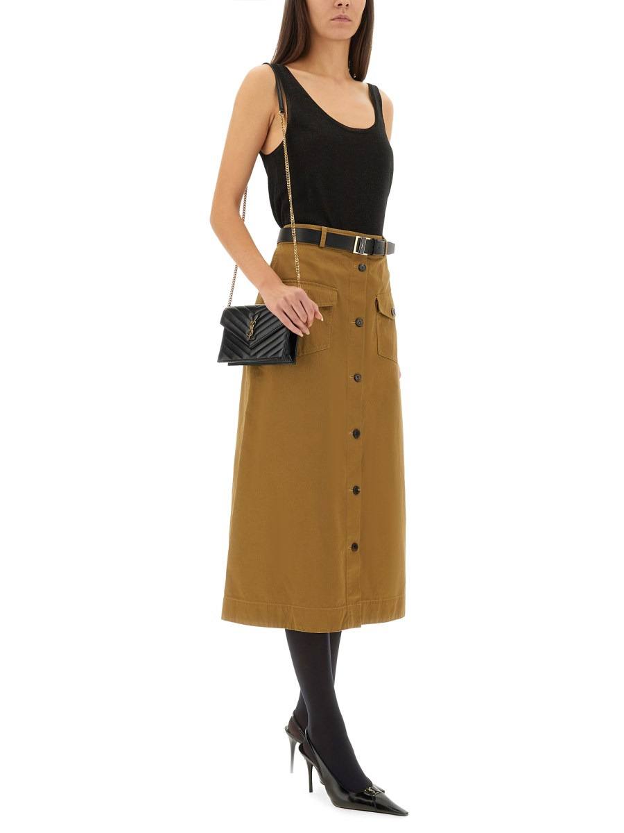 COTTON MIDI SKIRT WITH BUTTONS - 2