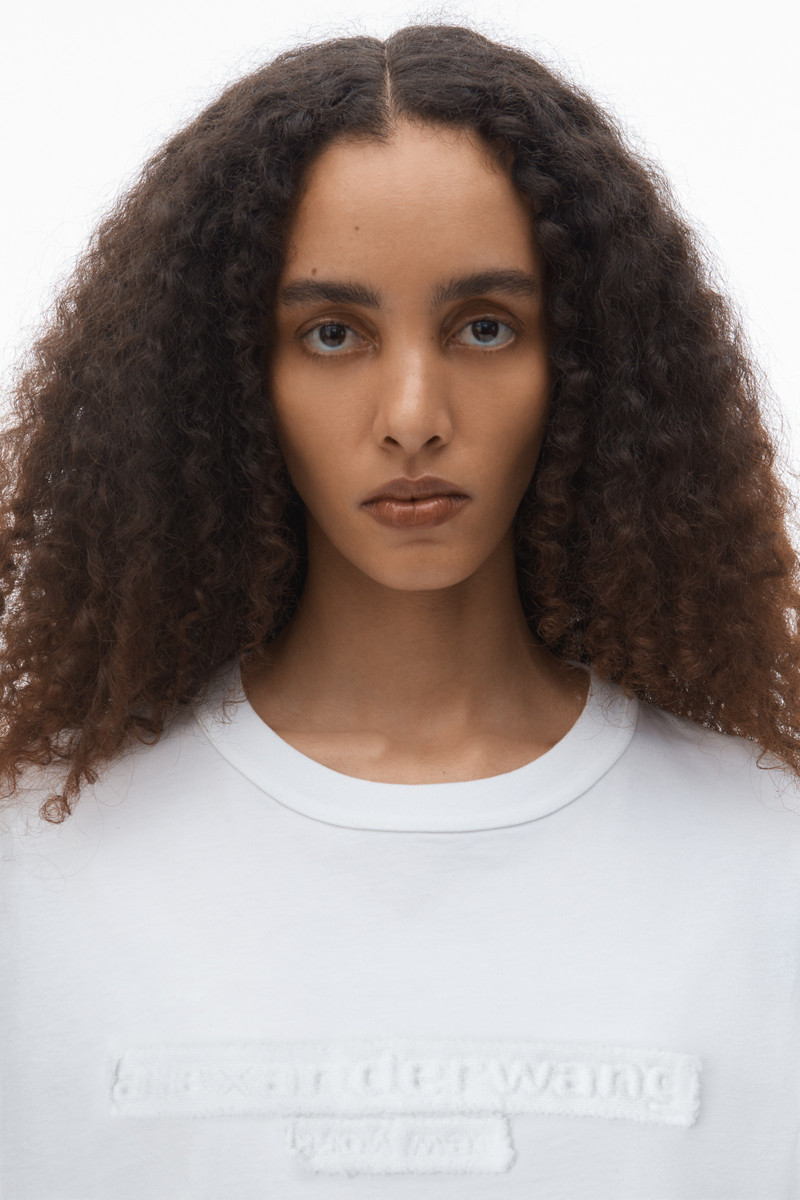 Unisex Long-Sleeve Tee with Distressed Logo in Cotton Jersey 3