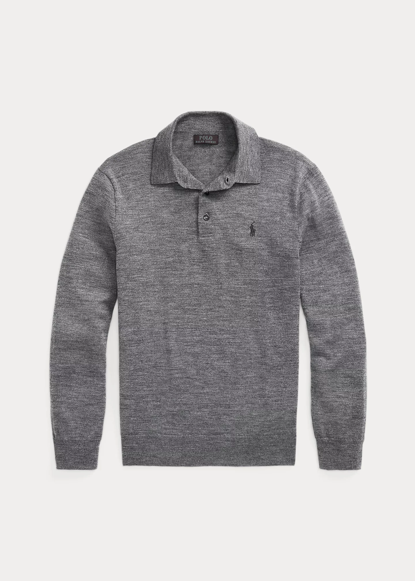 Washable Wool Polo-Collar Sweater - 1