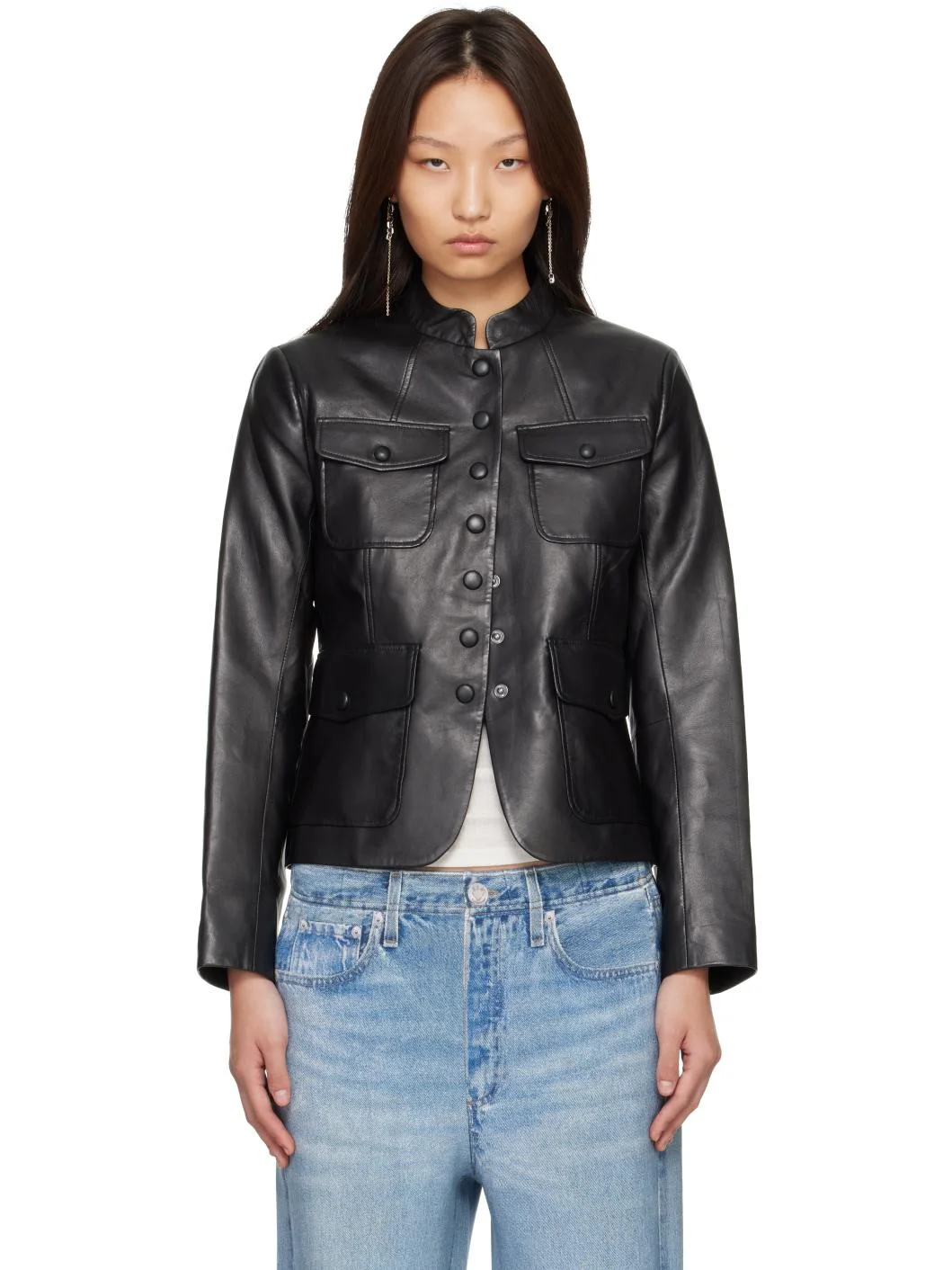 Black Mercer Leather Blazer - 1