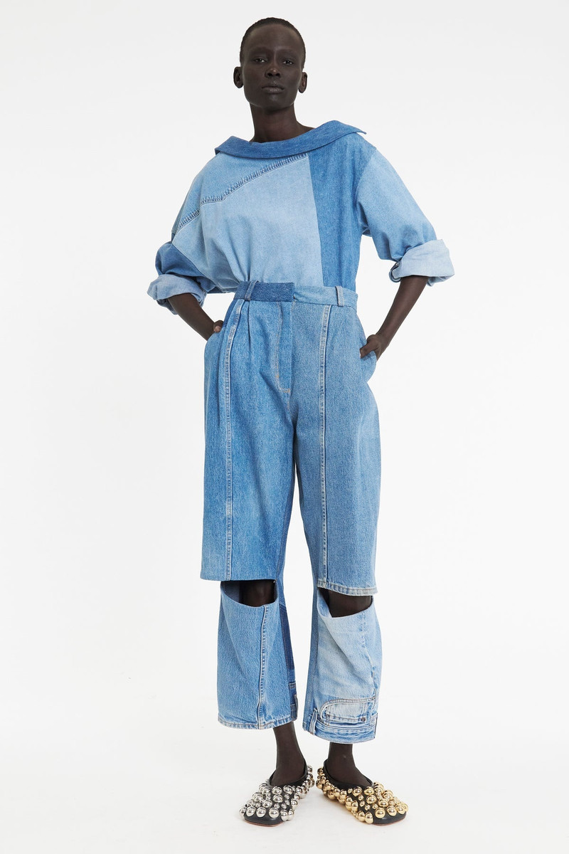 A.W.A.K.E. MODE UPCYCLED DENIM JEANS BLUE outlook