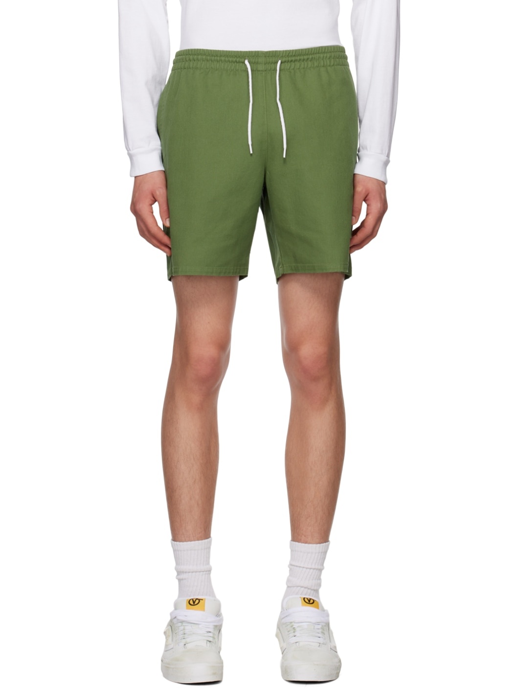 Khaki Elasticized Shorts - 1