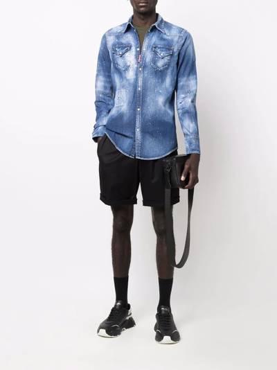 DSQUARED2 paint-splatter distressed-denim shirt outlook