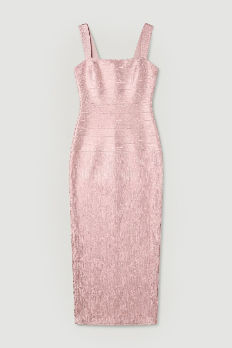 Plus Size Foil Metallic Figure Form Bandage Strappy Knit Maxi Dress - 1