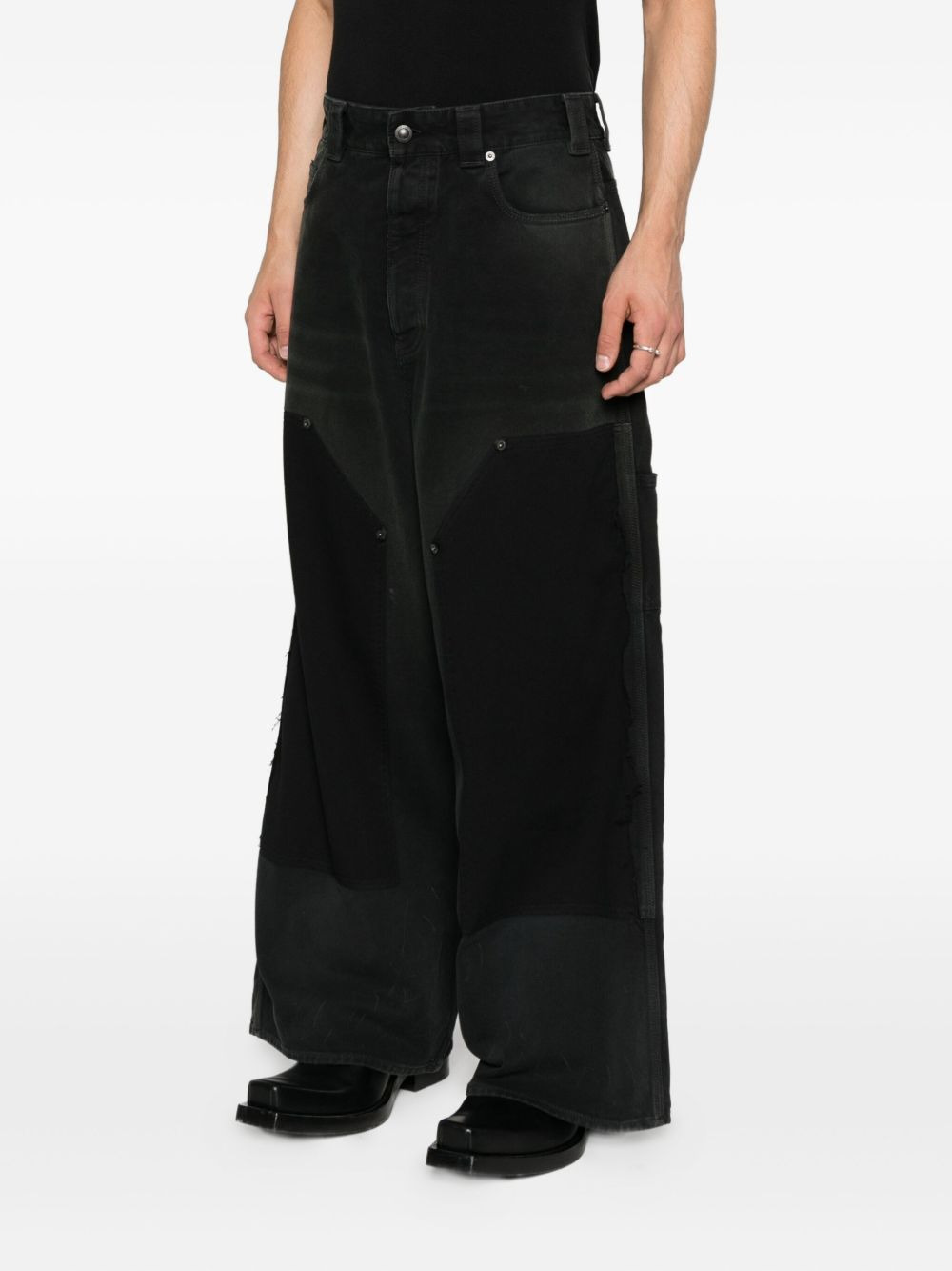 panelled cotton trousers - 3