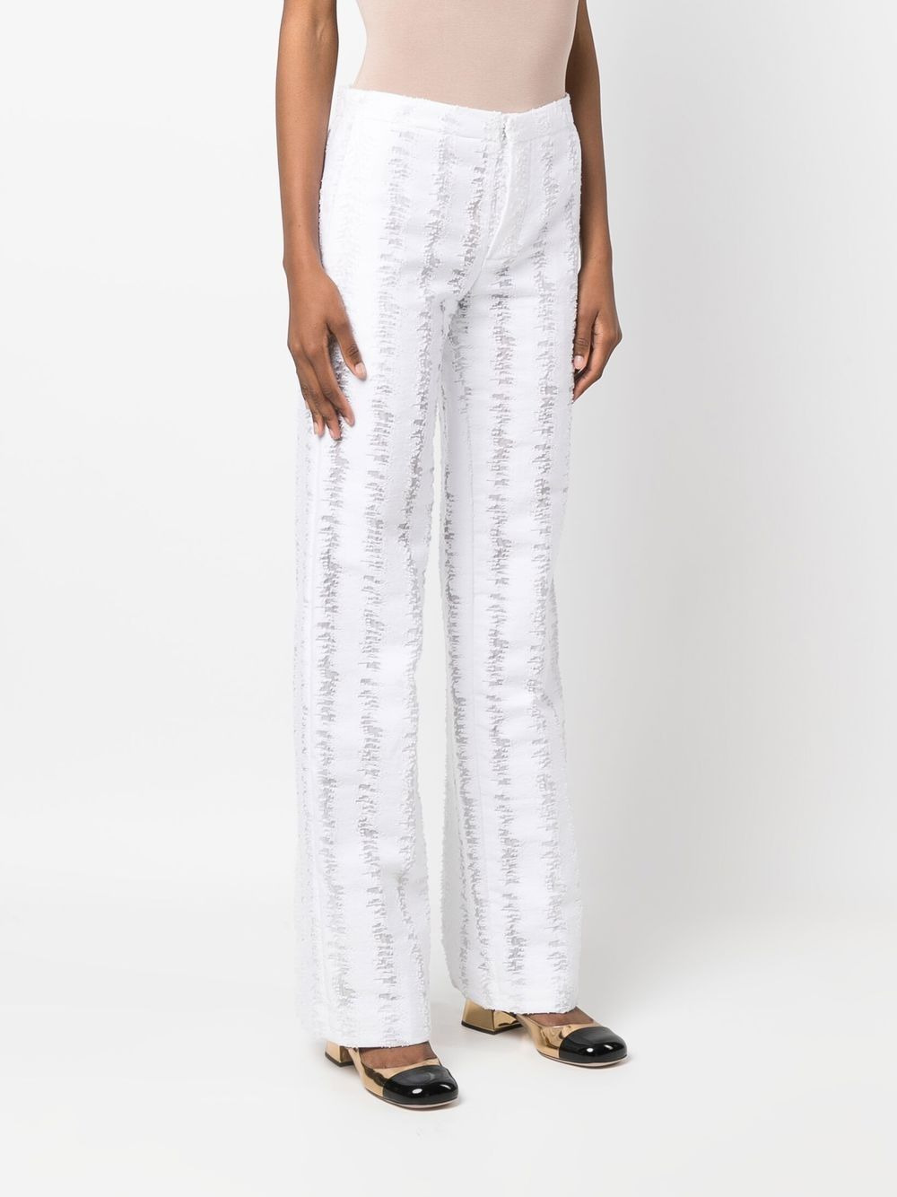 distressed flared trousers - 3