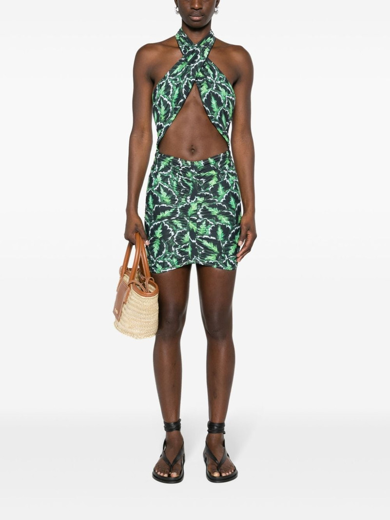 Reina Olga Stallion palm-print minidress outlook