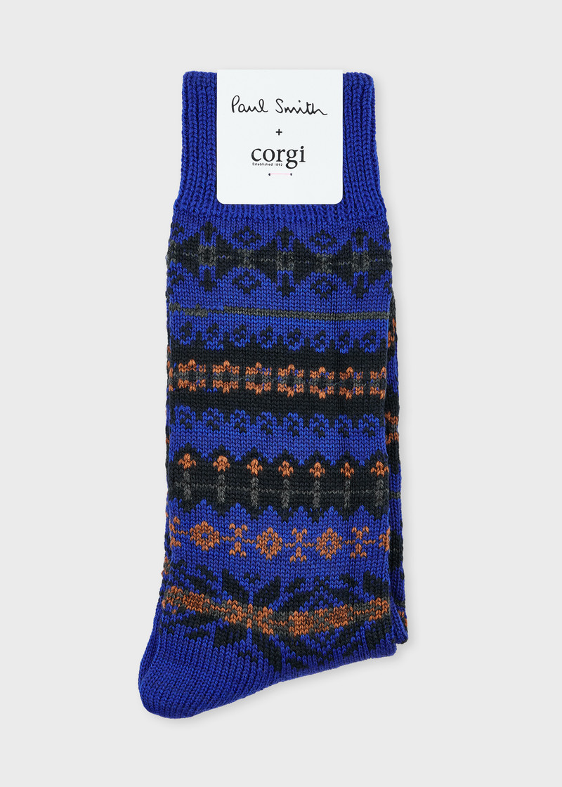Paul Smith Paul Smith + Corgi - Blue Wool-Blend Fair Isle Socks outlook