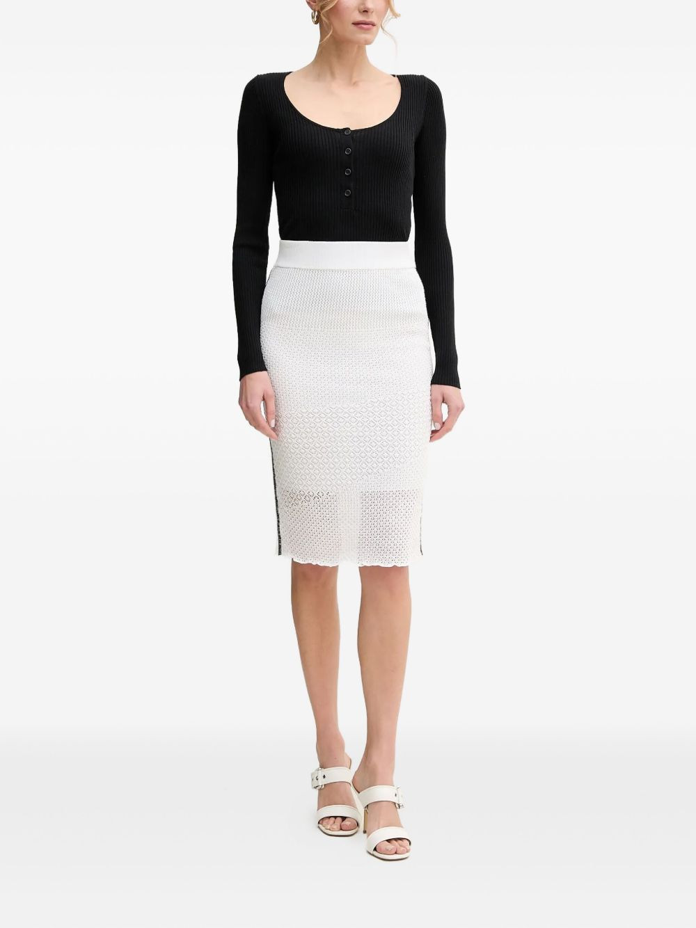 long-sleeved ribbed top - 2