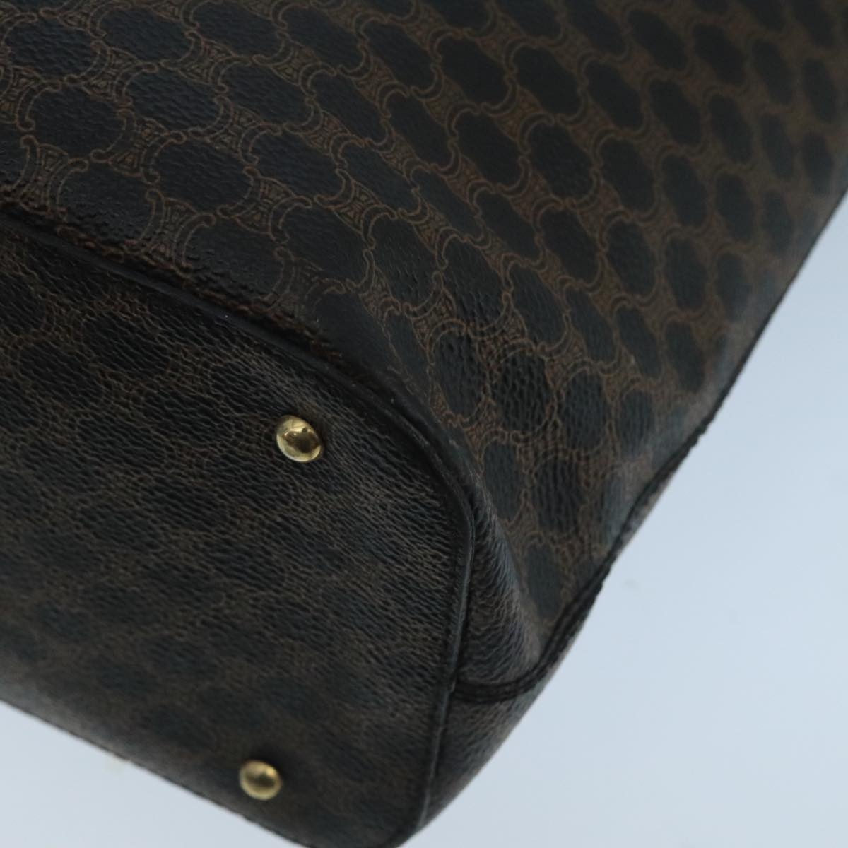 CELINE Macadam Canvas Hand Bag Pvc Leather Black Gold - 16