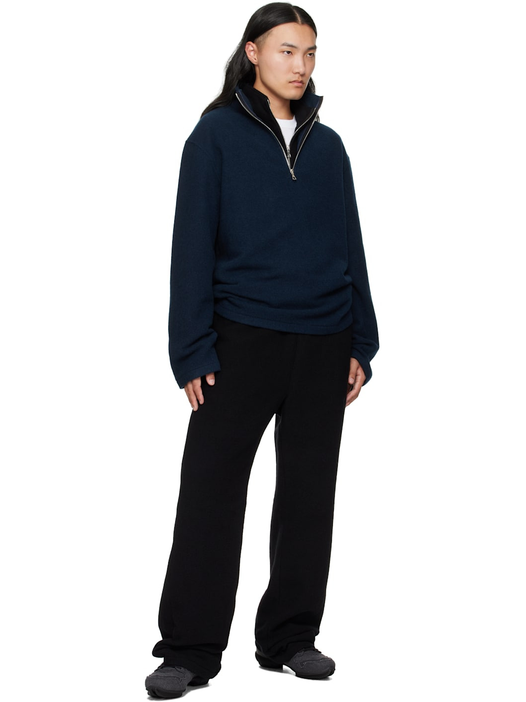 Navy Fleece Sweater - 4
