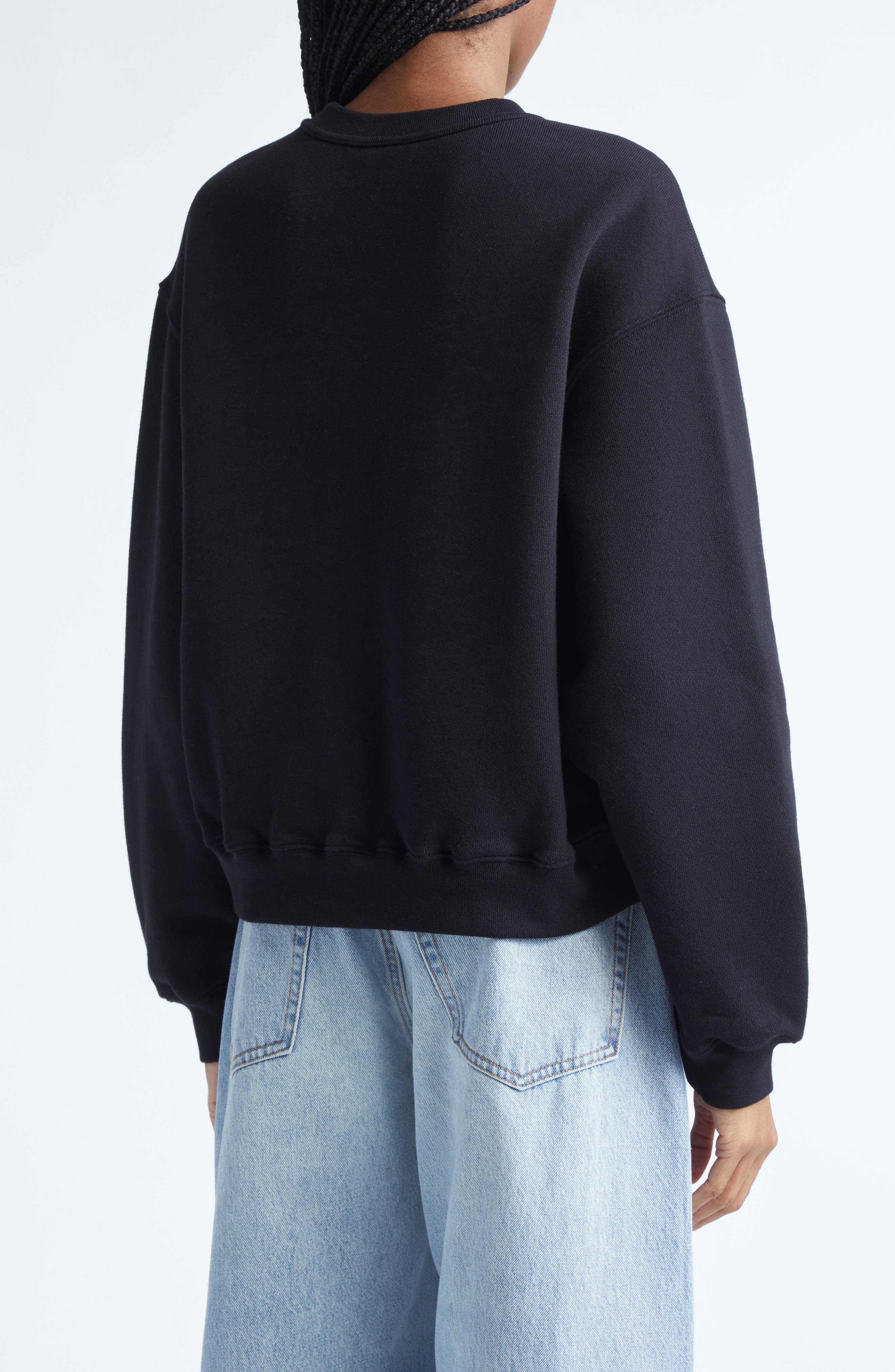 Alexander Wang Stacked Logo Cotton Terry Sweatshirt in Black at Nordstrom - 2