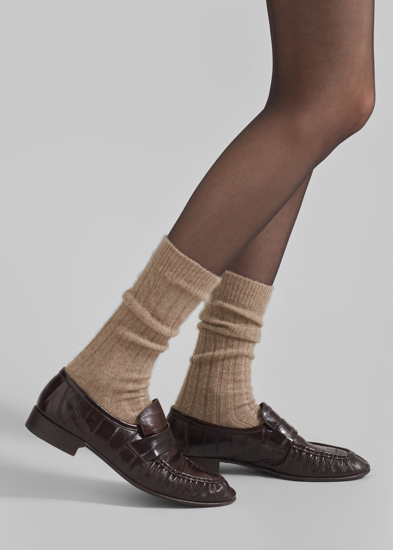 Kano Cashmere Ribbed Socks - Taupe 6